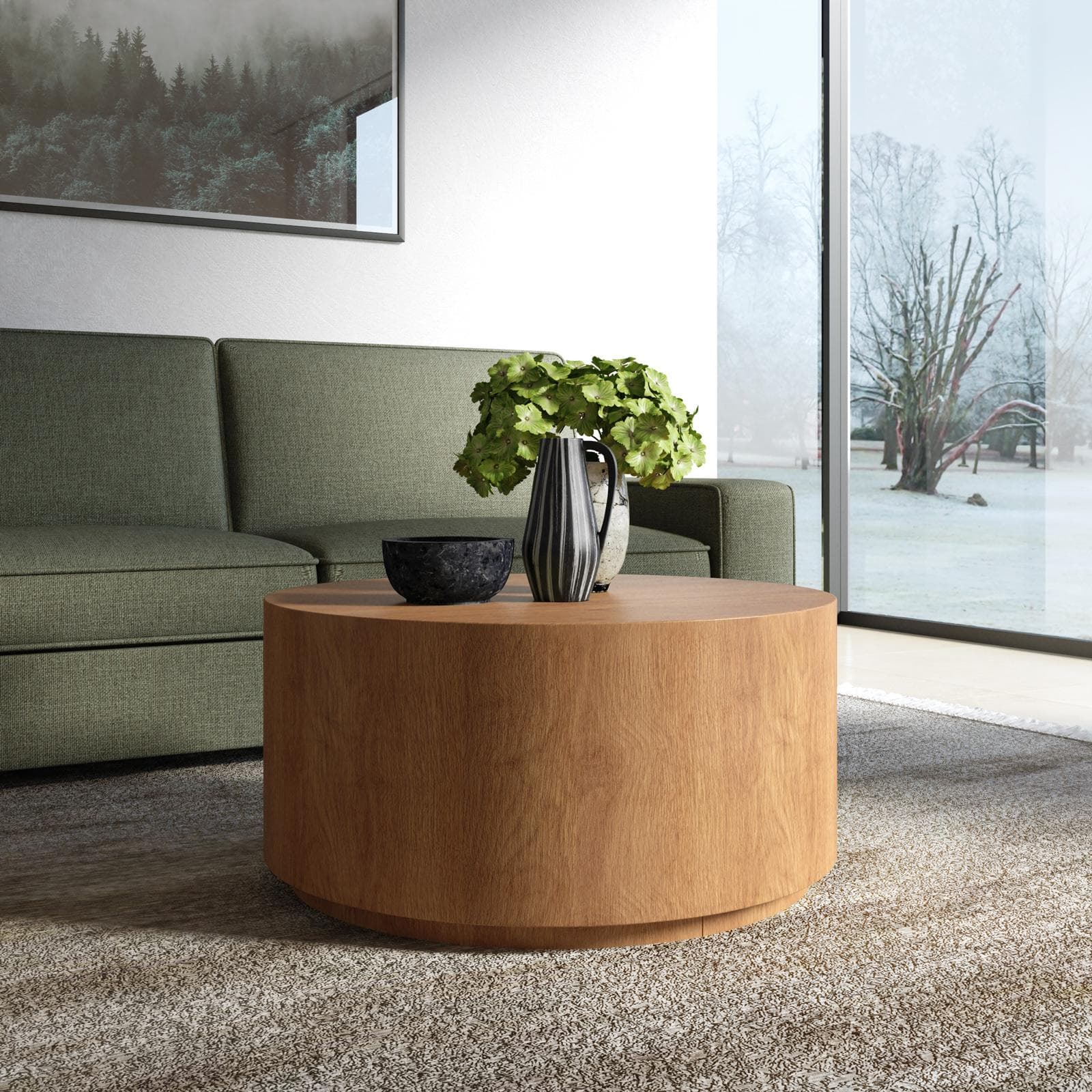 Tavolino rotondo 80 cm effetto rovere - Biassy