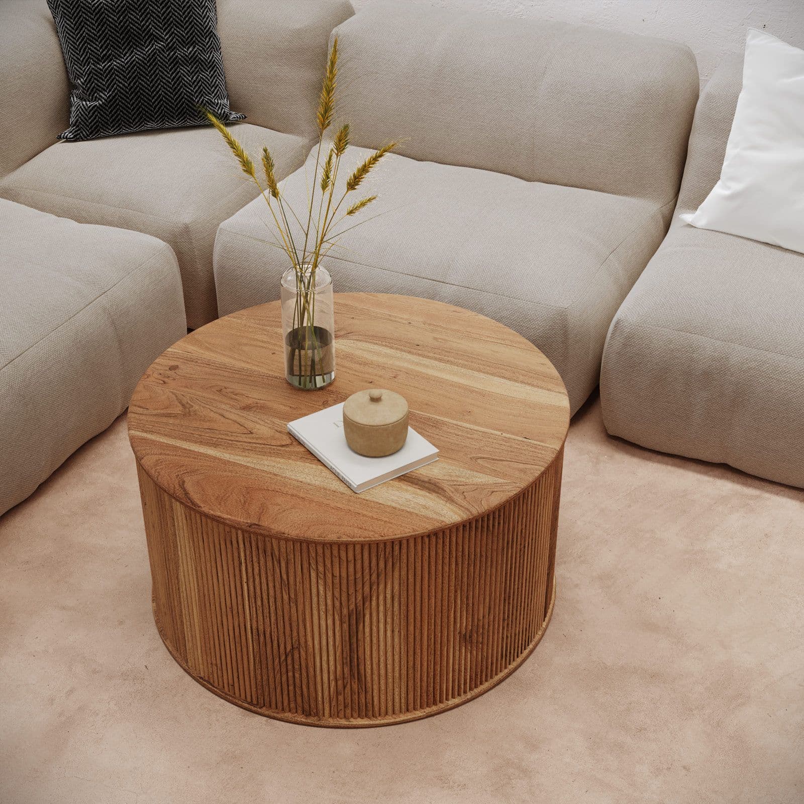 Tavolino rotondo 85 cm in legno di acacia - Freia Acacia