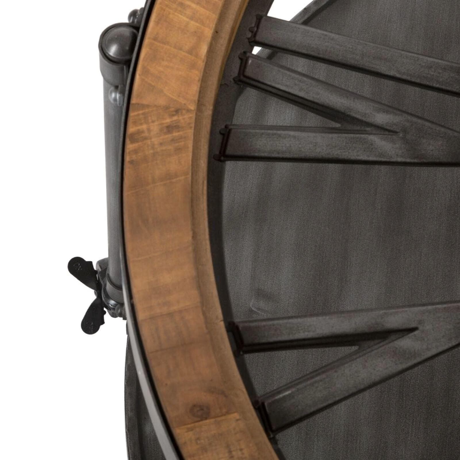 Tavolino rotondo 95 cm in metallo nero con top orologio a batterie - Manon