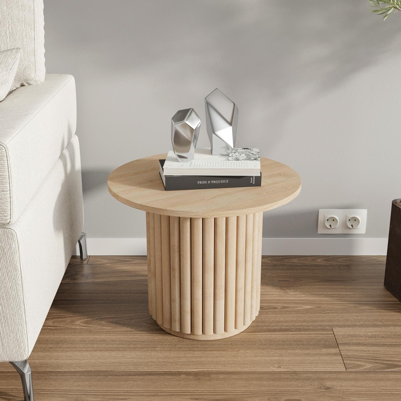 Tavolino rotondo 50 cm in legno di mango cannettato - Kurz