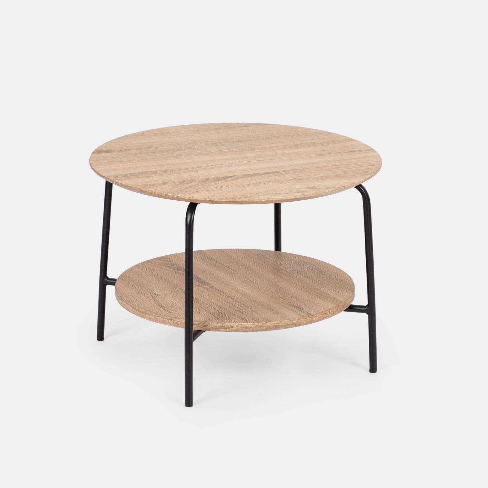 Tavolino 60 cm in metallo nero e legno rovere - Breeze