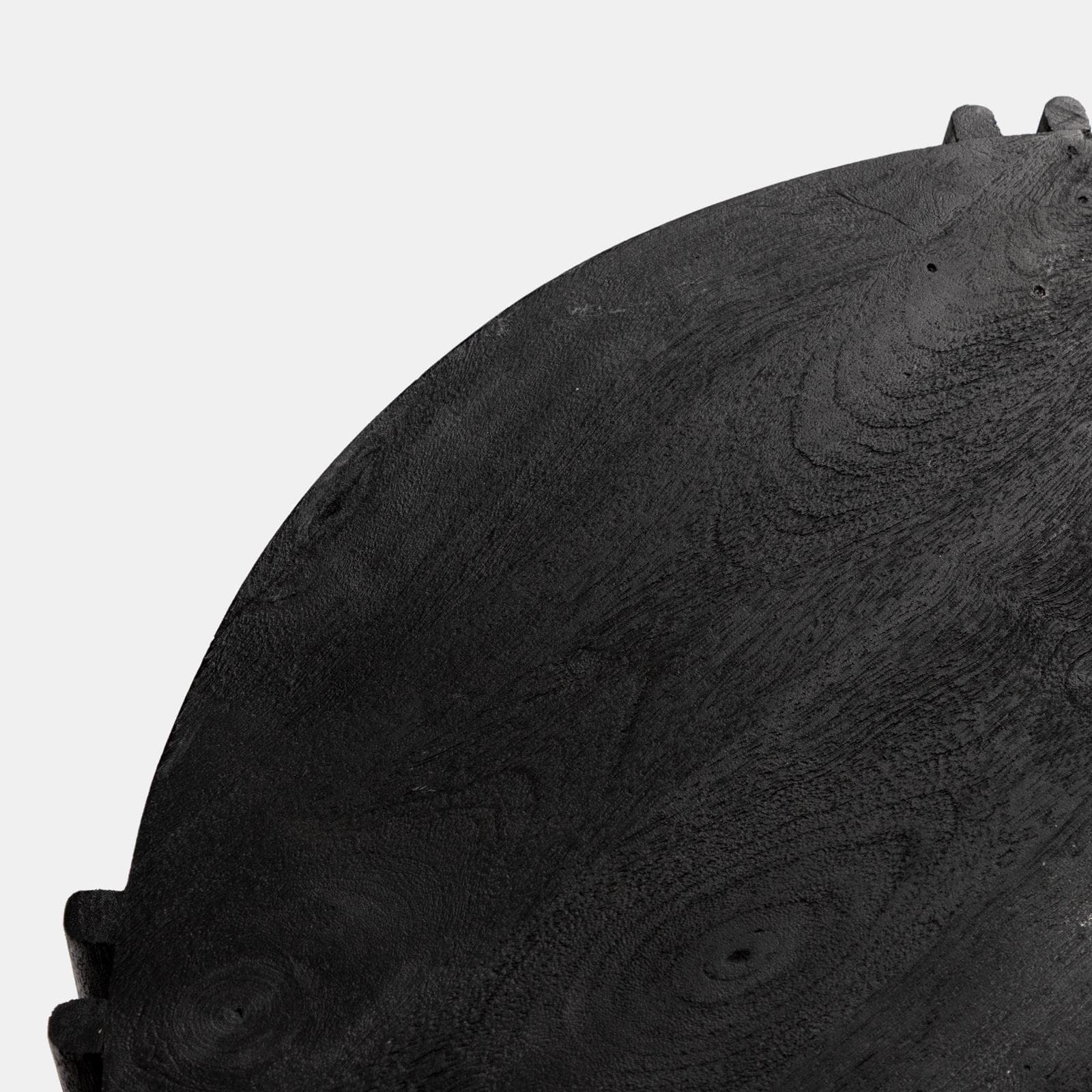 Tavolino rotondo 70 cm in legno di mango nero cannettato con vano portaoggetti - Malua