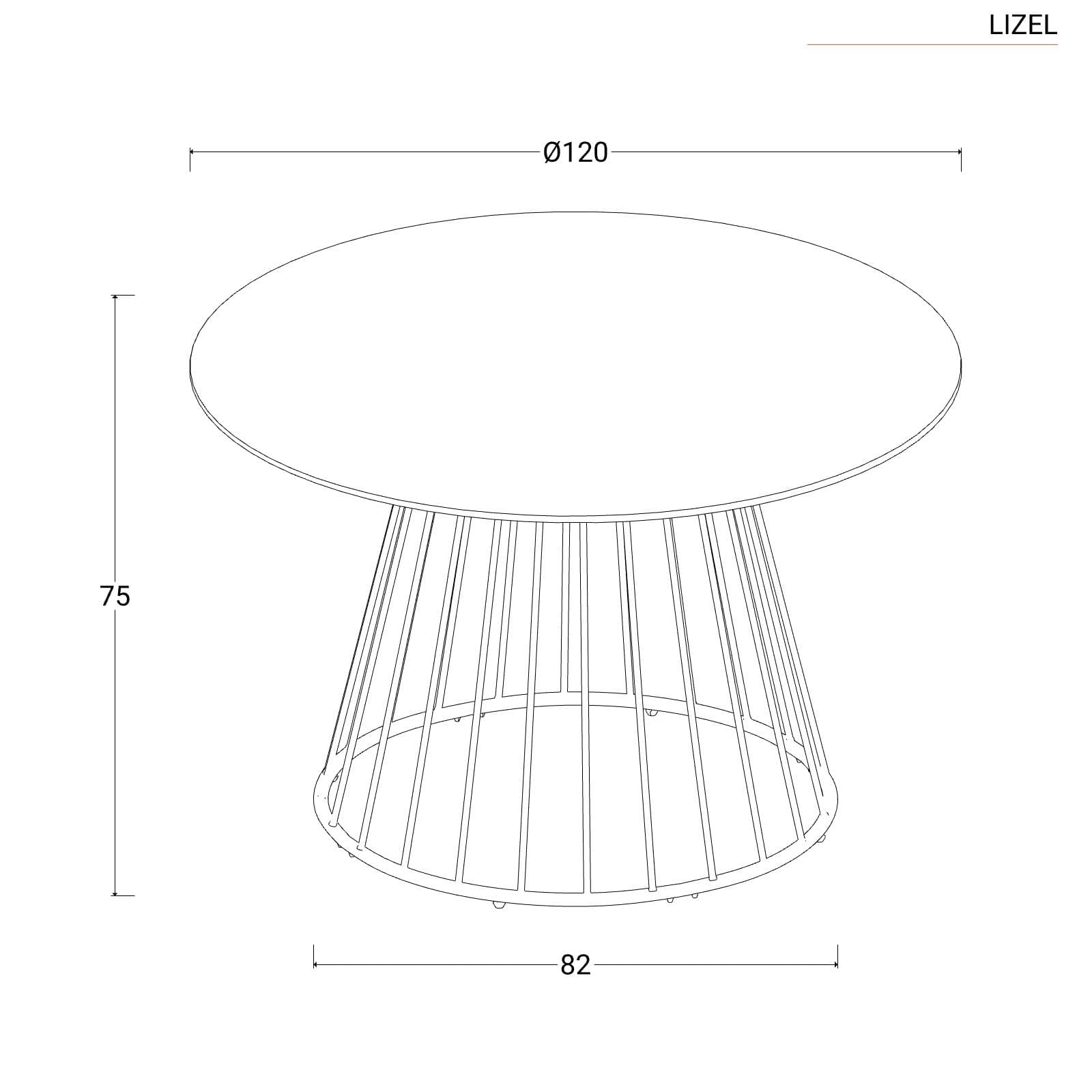 Tavolo da pranzo rotondo 120 cm con piano in rovere e struttura nera - Lizel