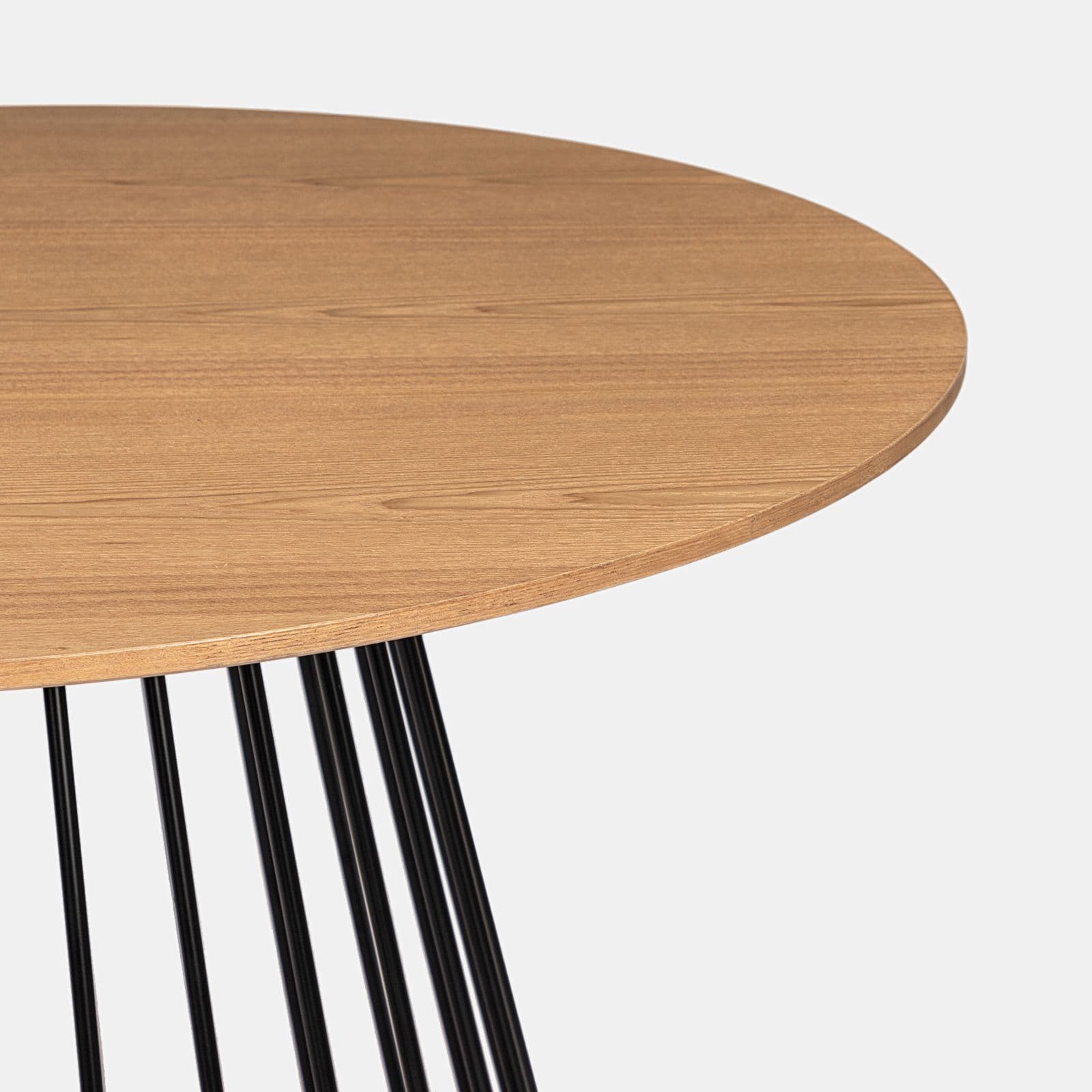 Tavolo da pranzo rotondo 120 cm con piano in rovere e struttura nera - Lizel