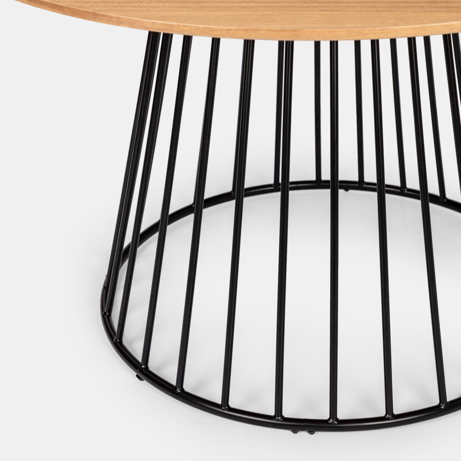 Tavolo da pranzo rotondo 120 cm con piano in rovere e struttura nera - Lizel