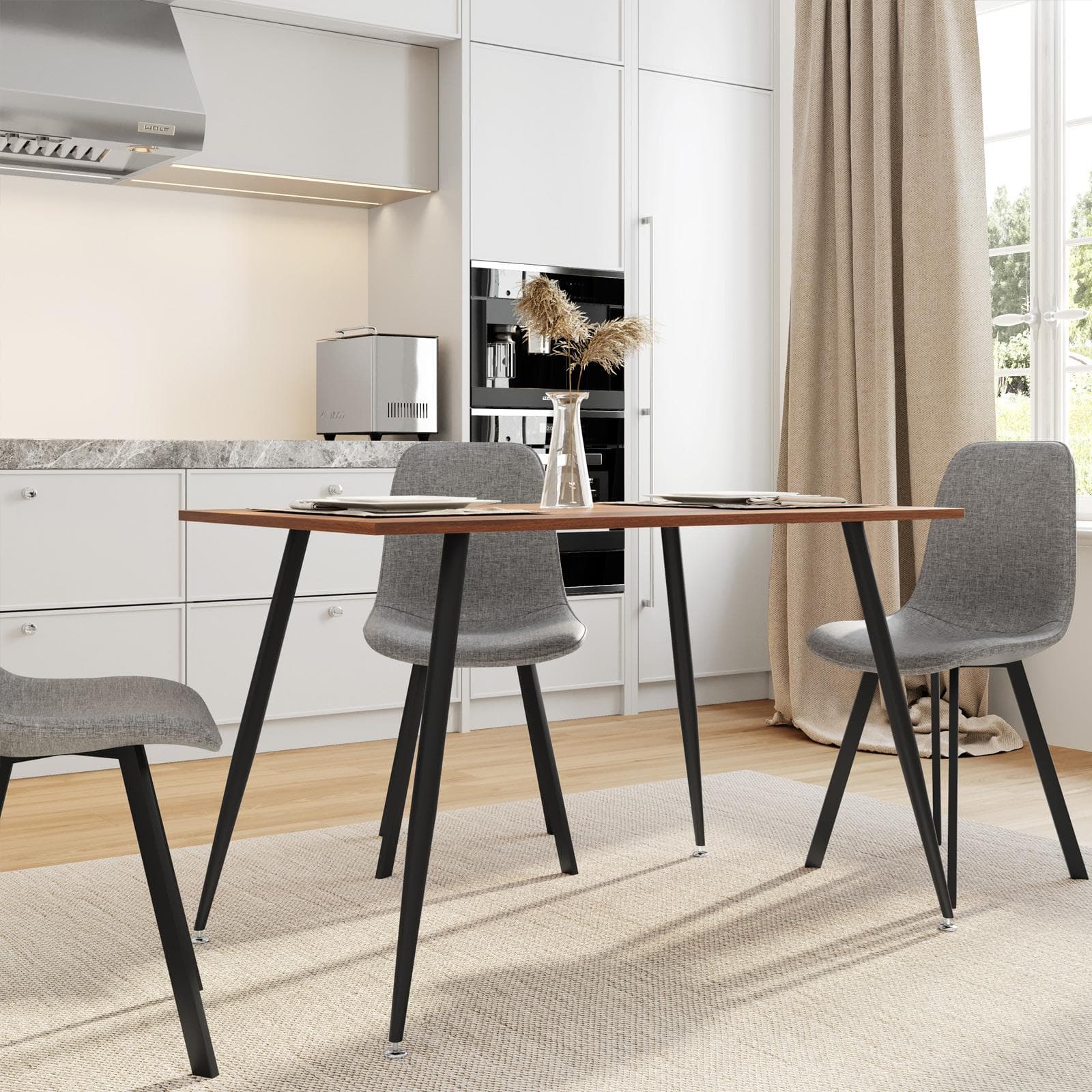 Tavolo 120x70 cm in legno noce e gambe nere - Glimner