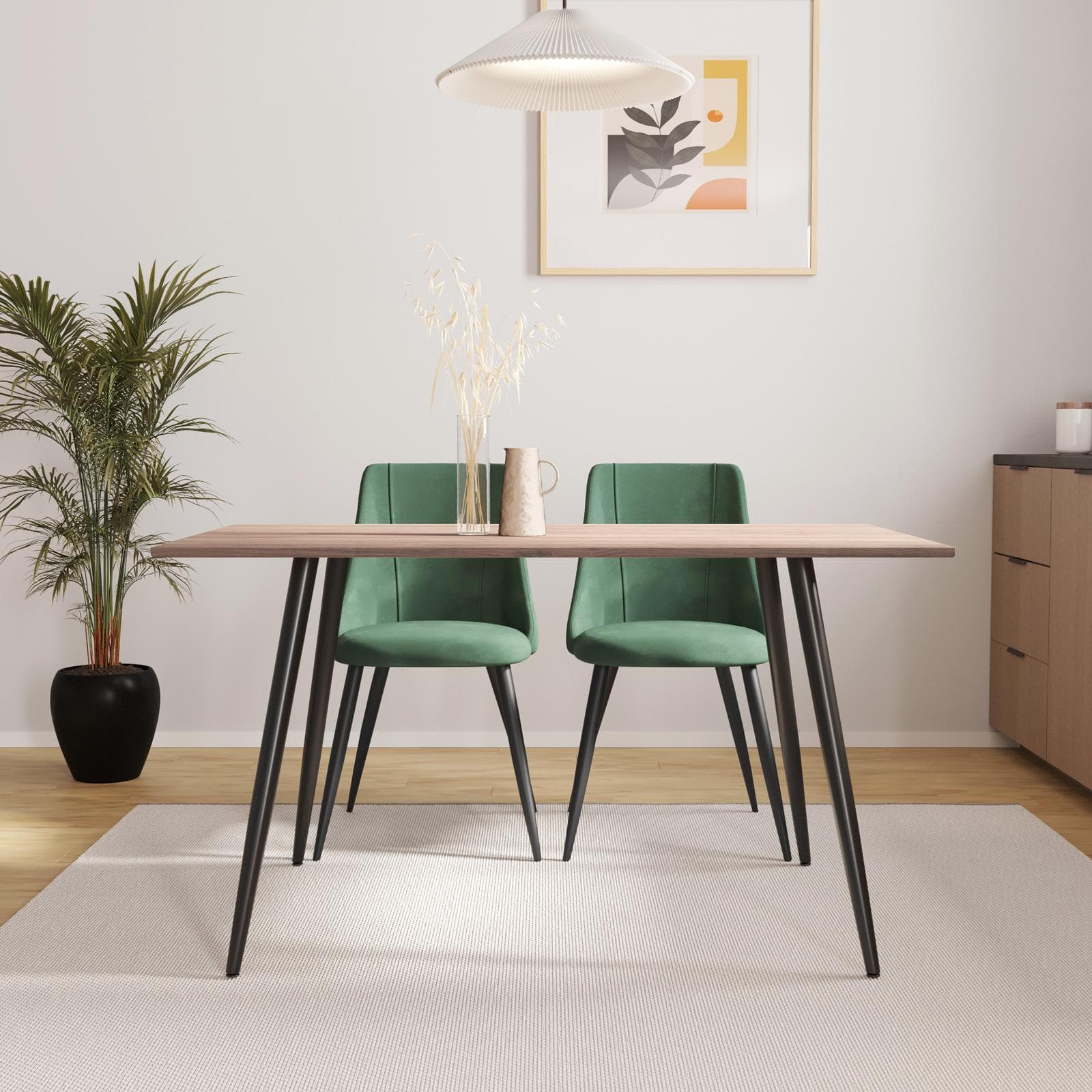 Tavolo 120x80 cm con top rovere fairy e gambe in metallo nero - Veliero