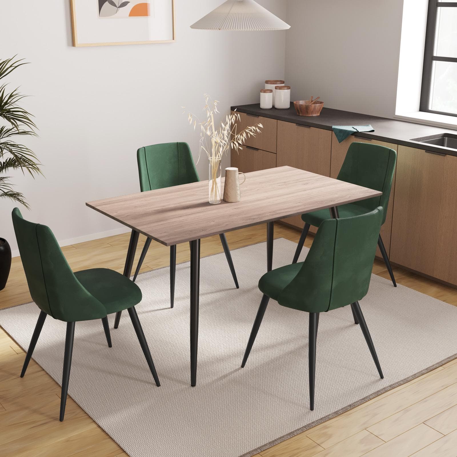 Tavolo 120x80 cm con top rovere fairy e gambe in metallo nero - Veliero