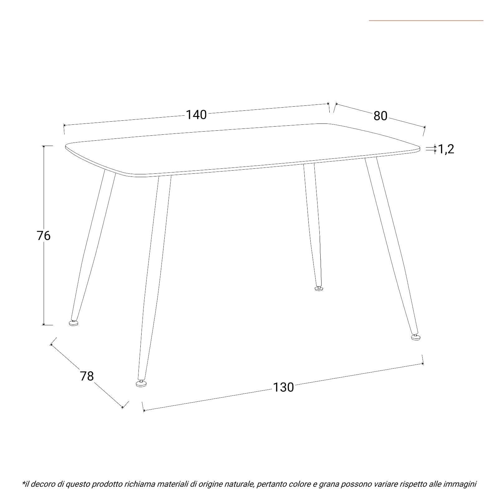 Tavolo 140x80 cm con piano in ceramica effetto marmo bianco e gambe in metallo nero - Azure