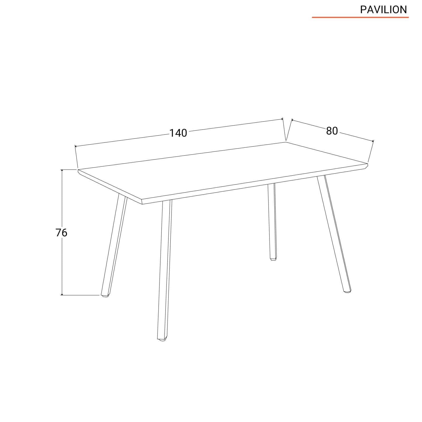 Tavolo 140x80 cm con piano in legno e gambe in metallo - Pavilion