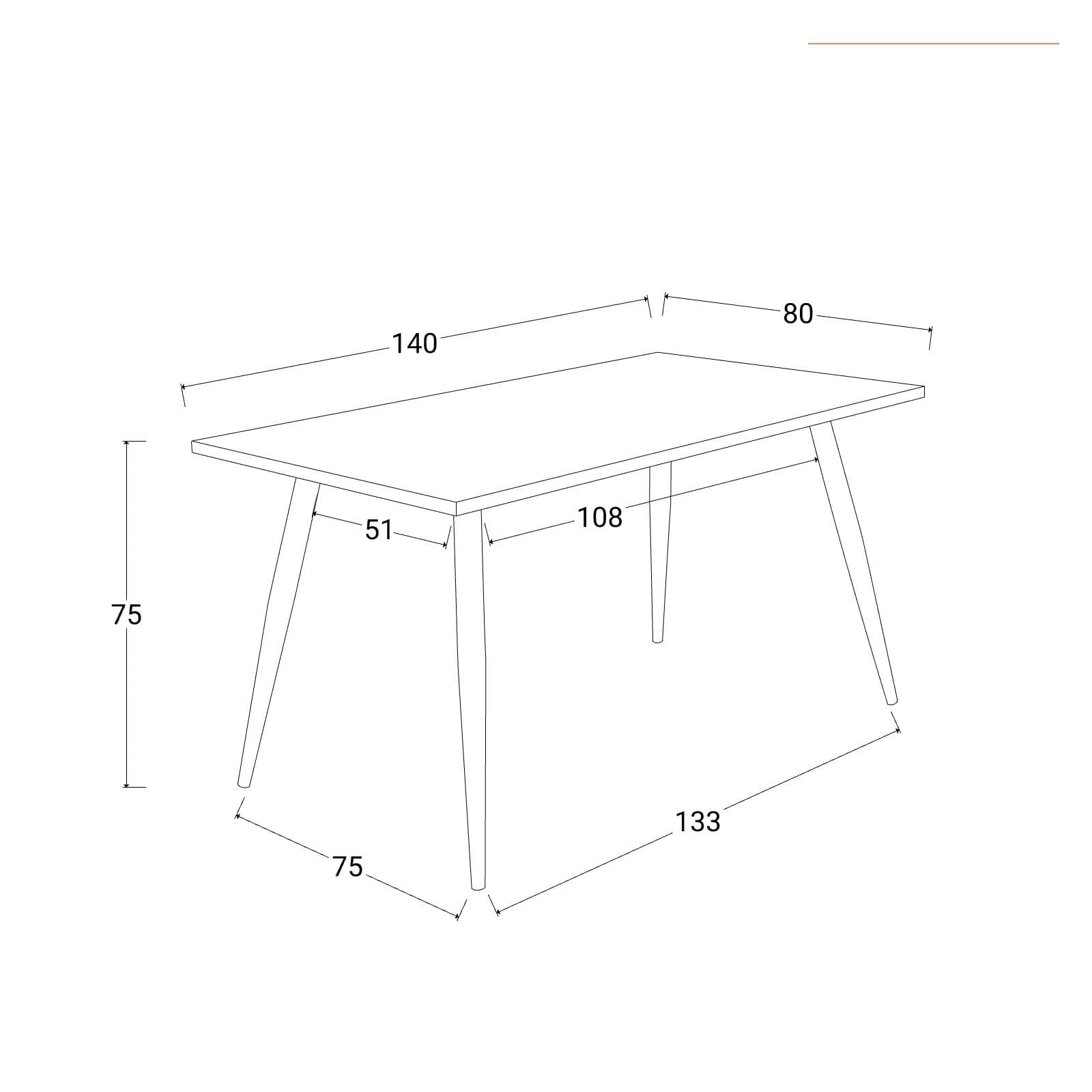 Tavolo 140x80 cm in legno rovere con gambe nere - Faison