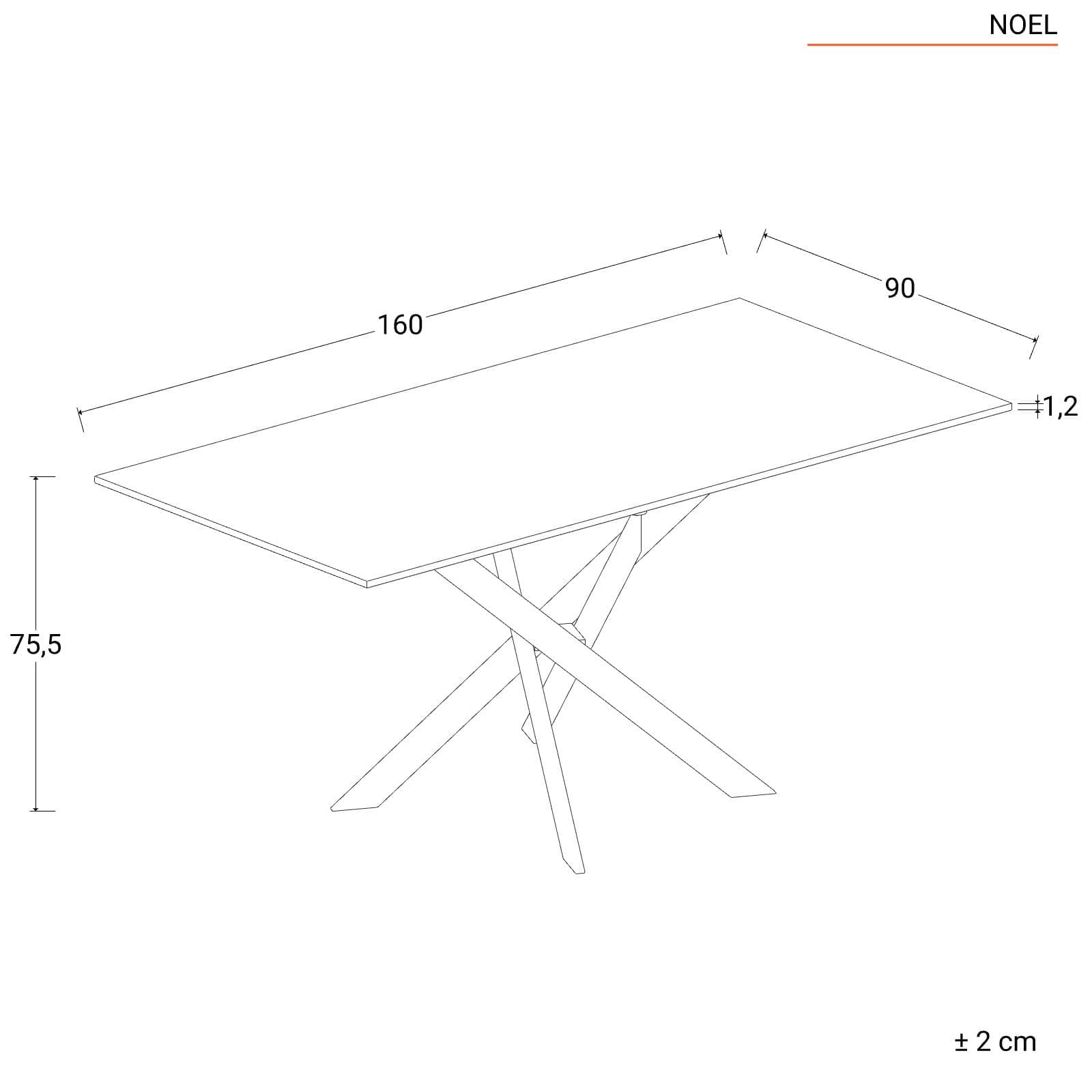 Tavolo 160x90 cm piano in ceramica bianco 12 mm e gambe incrociate oro - Noel