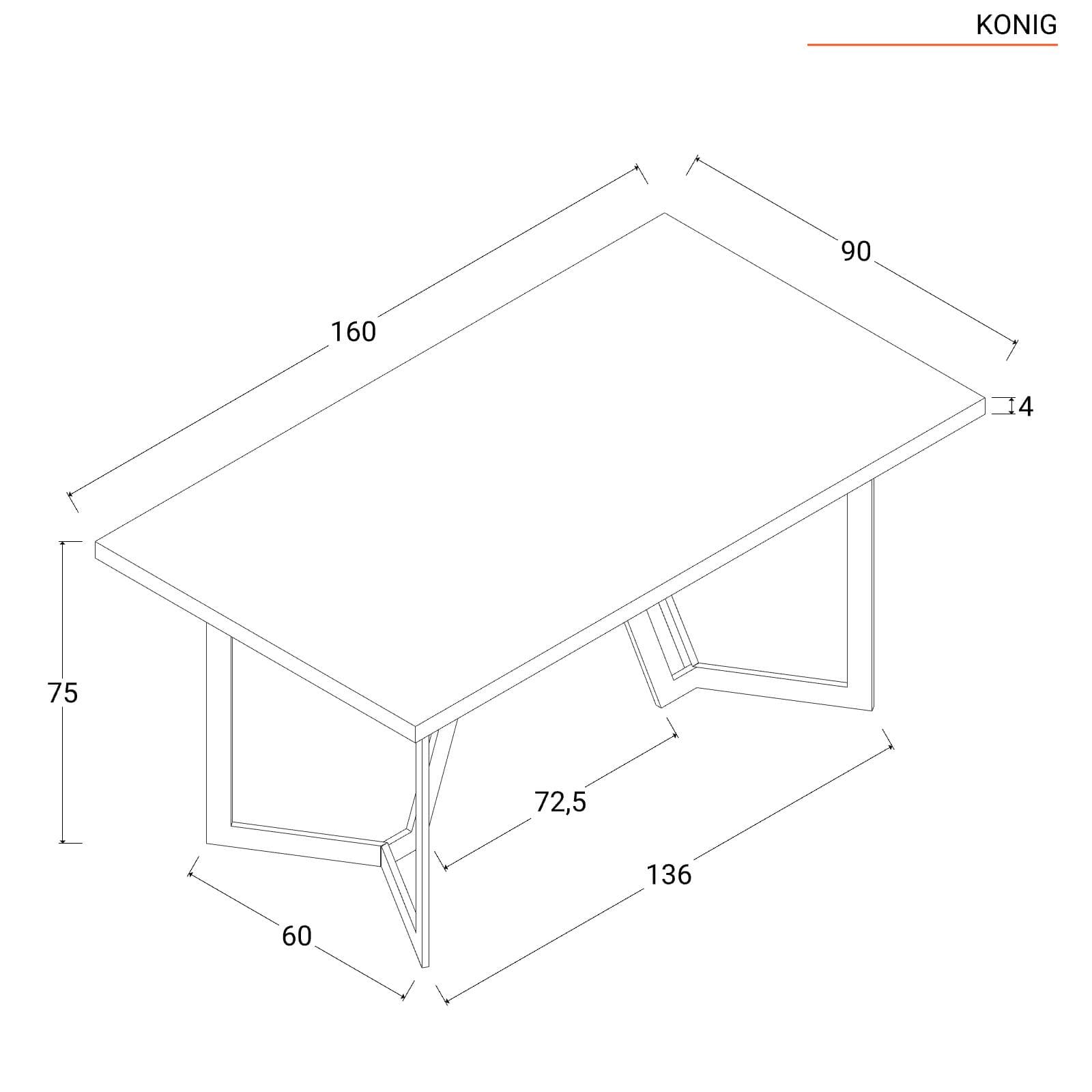 Tavolo 160x90 cm piano in legno nero e gambe oro - Konig