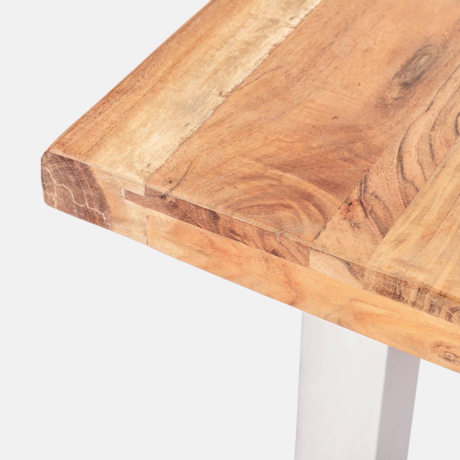 Tavolo 180x90 cm piano in legno di acacia 55 mm e gambe a U 5x5 in metallo cromo - Freia Acacia