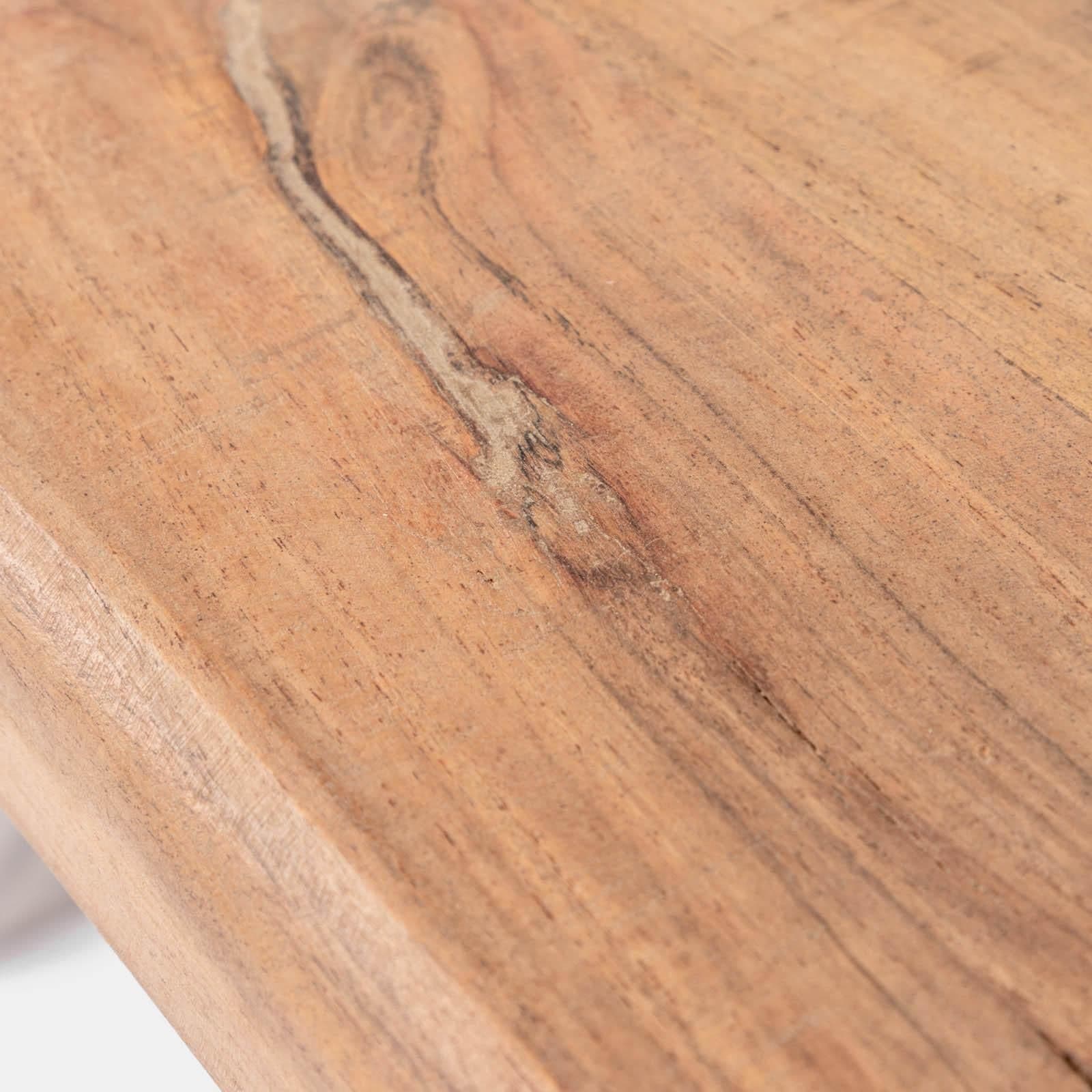 Tavolo 180x90 cm piano in legno di acacia 55 mm e gambe a U 5x5 in metallo cromo - Freia Acacia