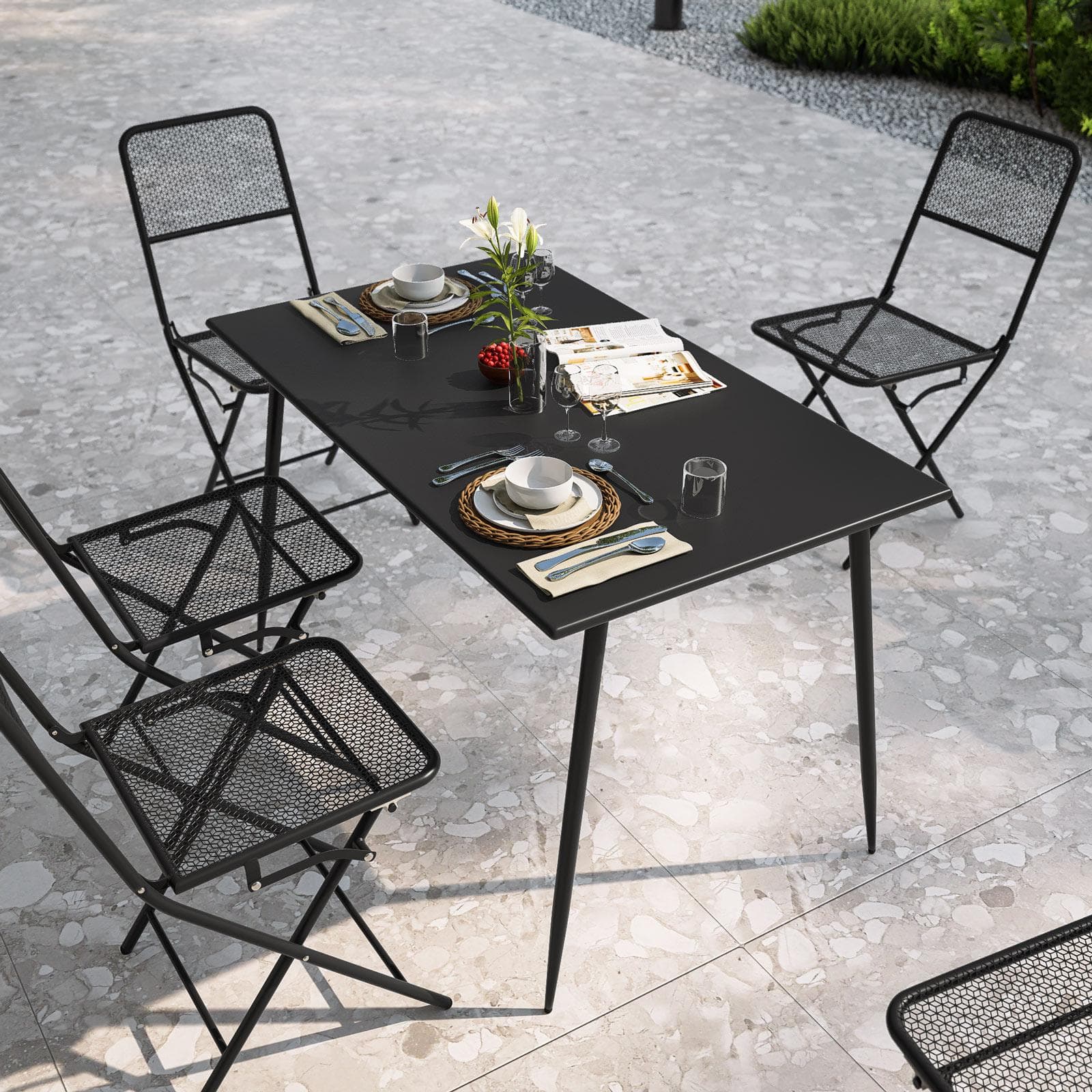 Tavolo da esterno 120x70 cm in acciaio nero - Faber