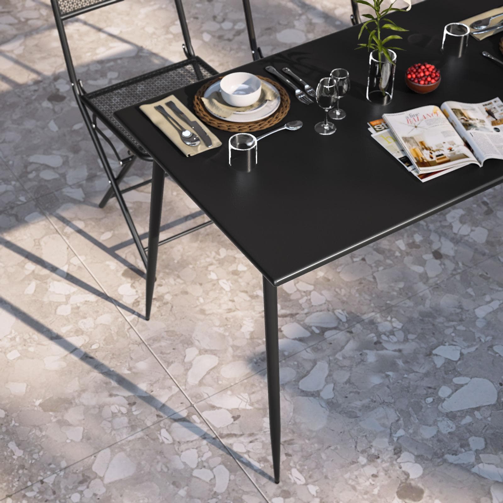 Tavolo da esterno 120x70 cm in acciaio nero - Faber