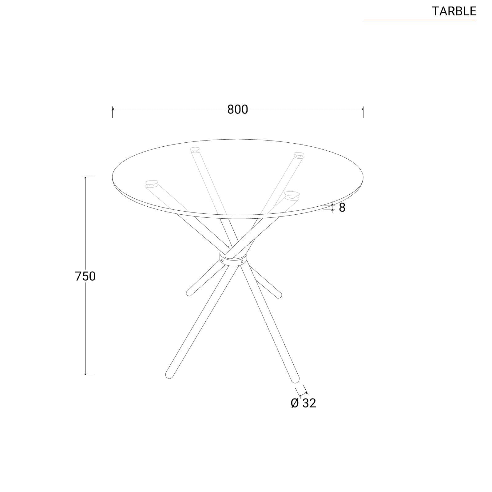 Tavolo rotondo 80 cm con piano in vetro e gambe cromo - Tarble