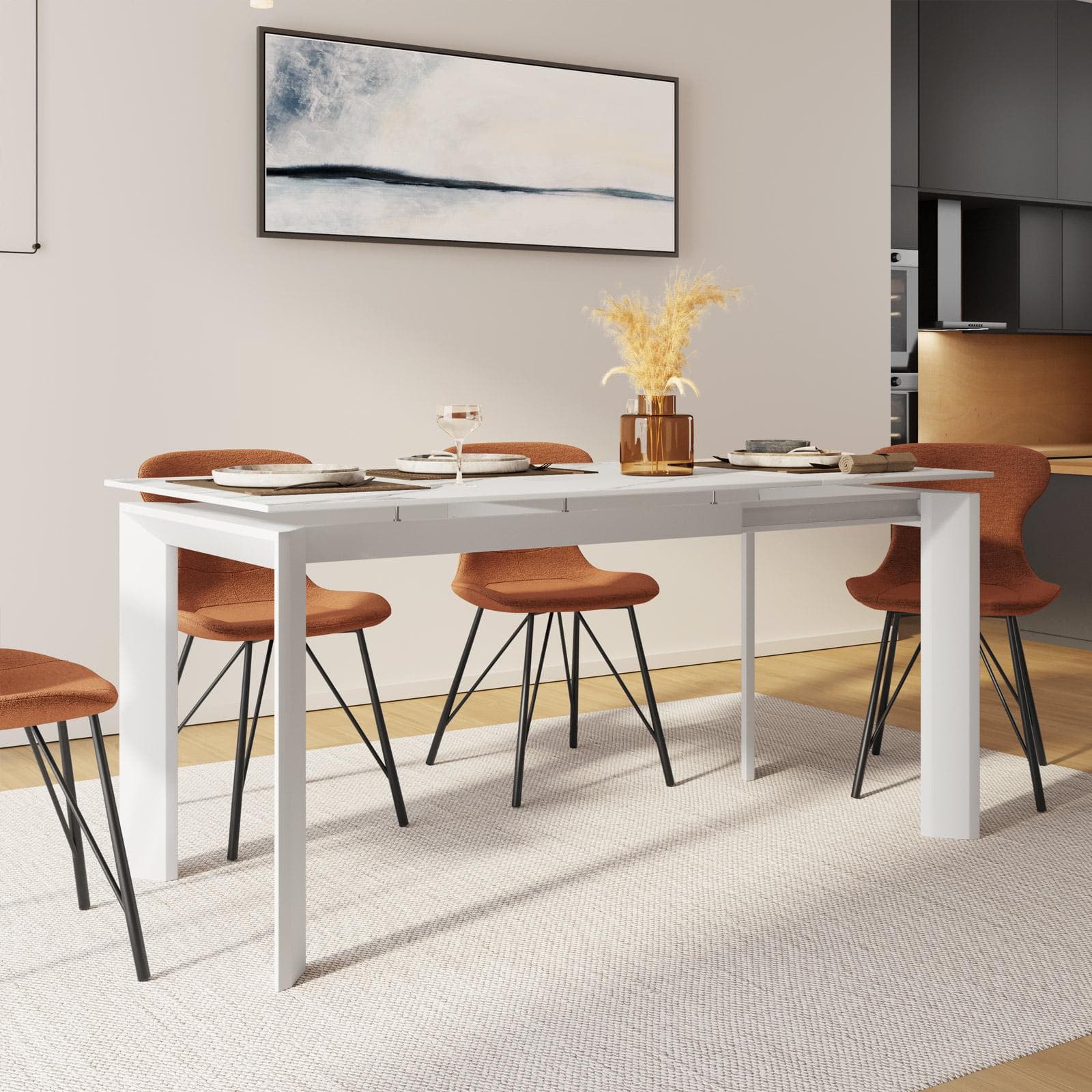 Tavolo allungabile 120-170x80 cm in ceramica bianco - Dorito