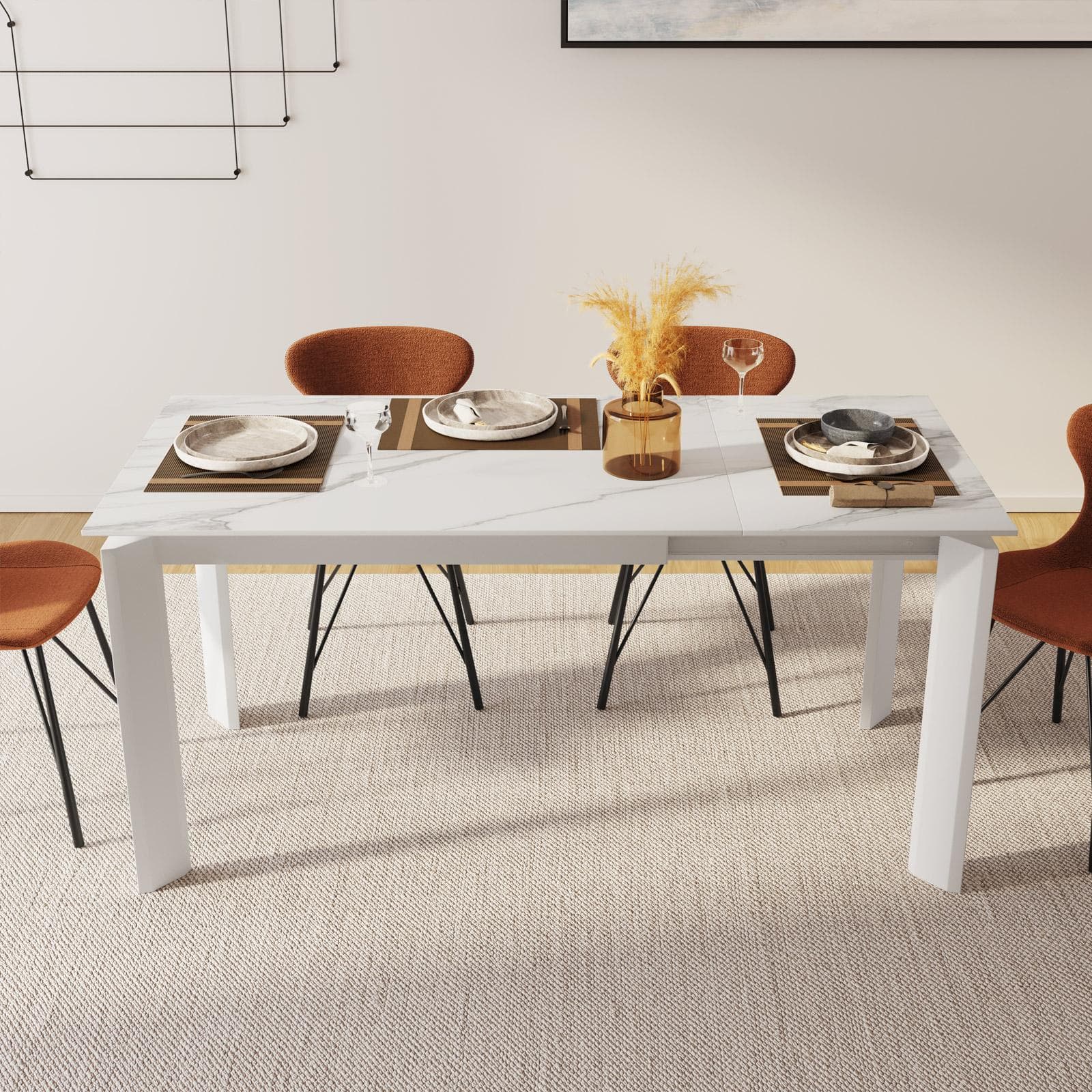 Tavolo allungabile 120-170x80 cm in ceramica bianco - Dorito
