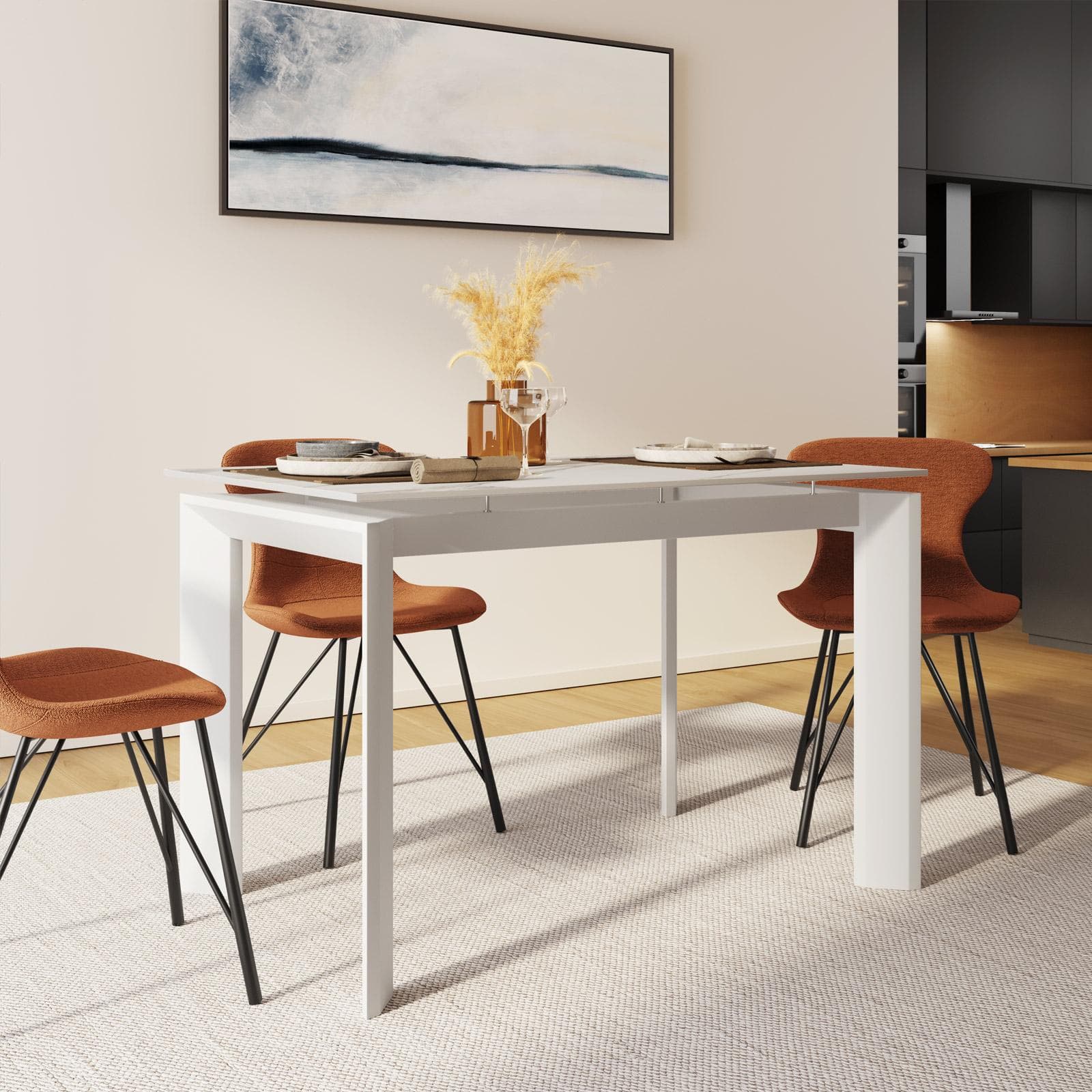 Tavolo allungabile 120-170x80 cm in ceramica bianco - Dorito