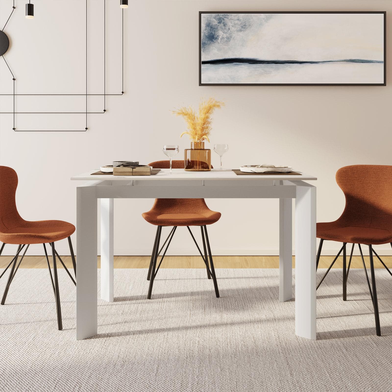 Tavolo allungabile 120-170x80 cm in ceramica bianco - Dorito