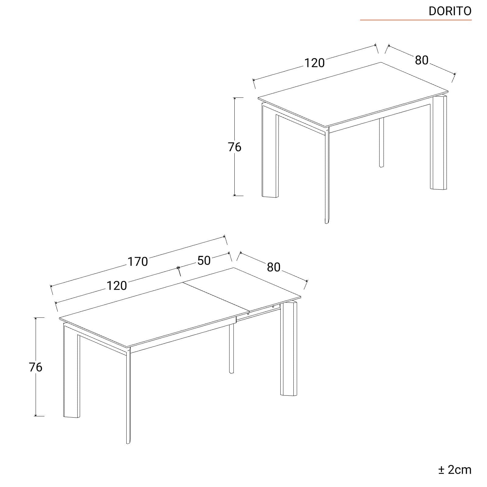 Tavolo allungabile 120-170x80 cm in ceramica bianco - Dorito