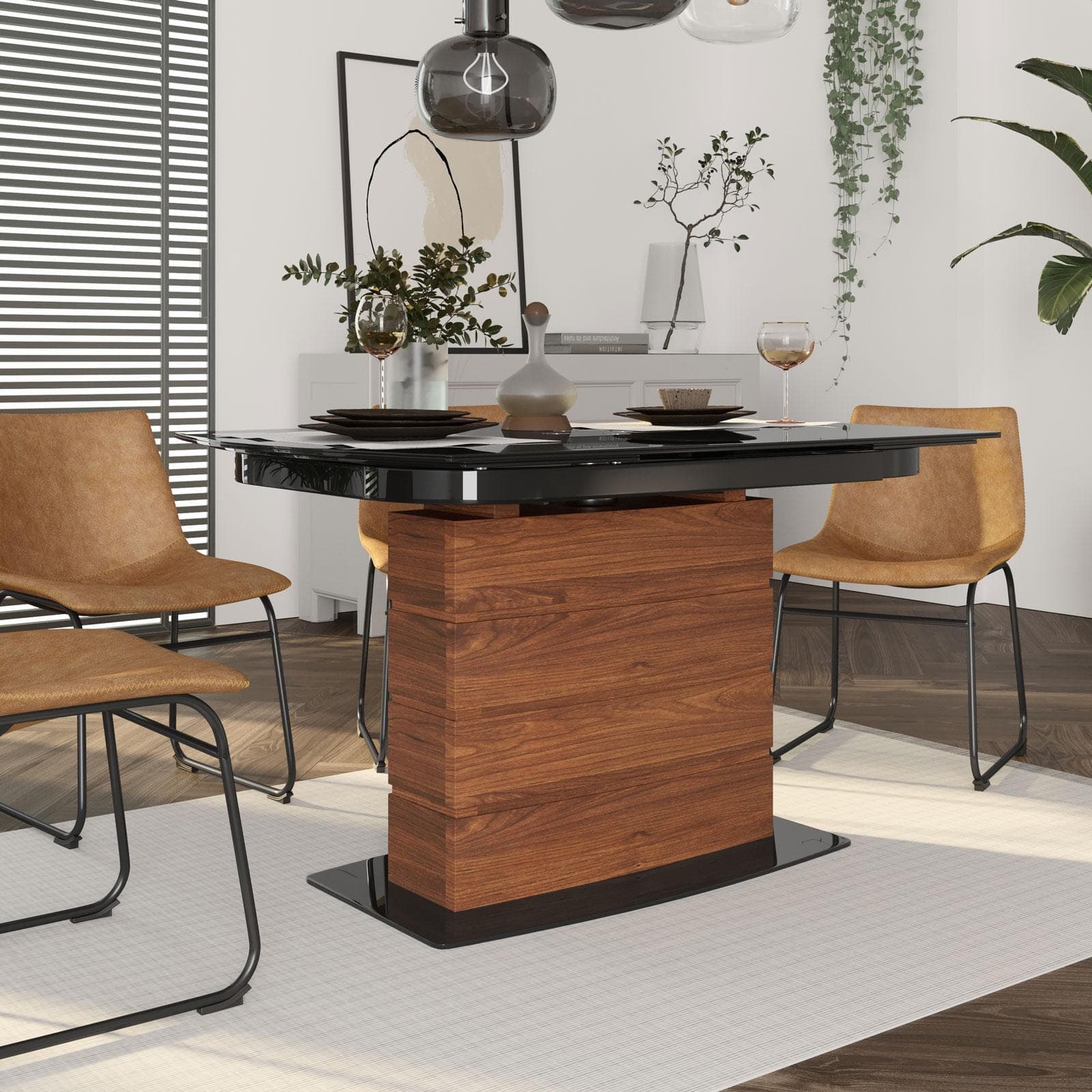 Tavolo allungabile 130-190x90 cm con piano 10 mm in vetro nero - Luxa