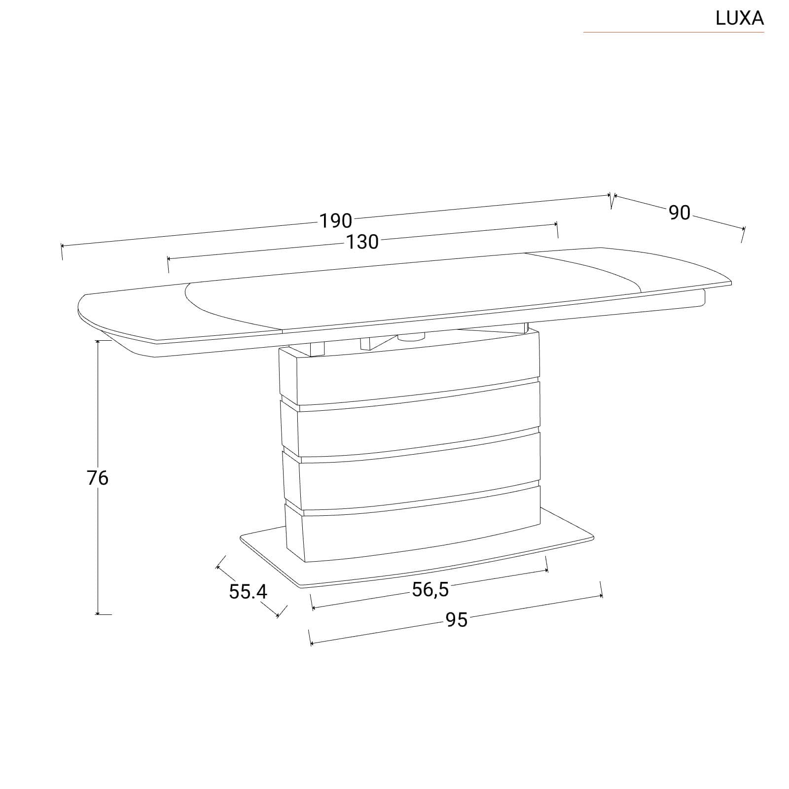Tavolo allungabile 130-190x90 cm con piano 10 mm in vetro nero - Luxa