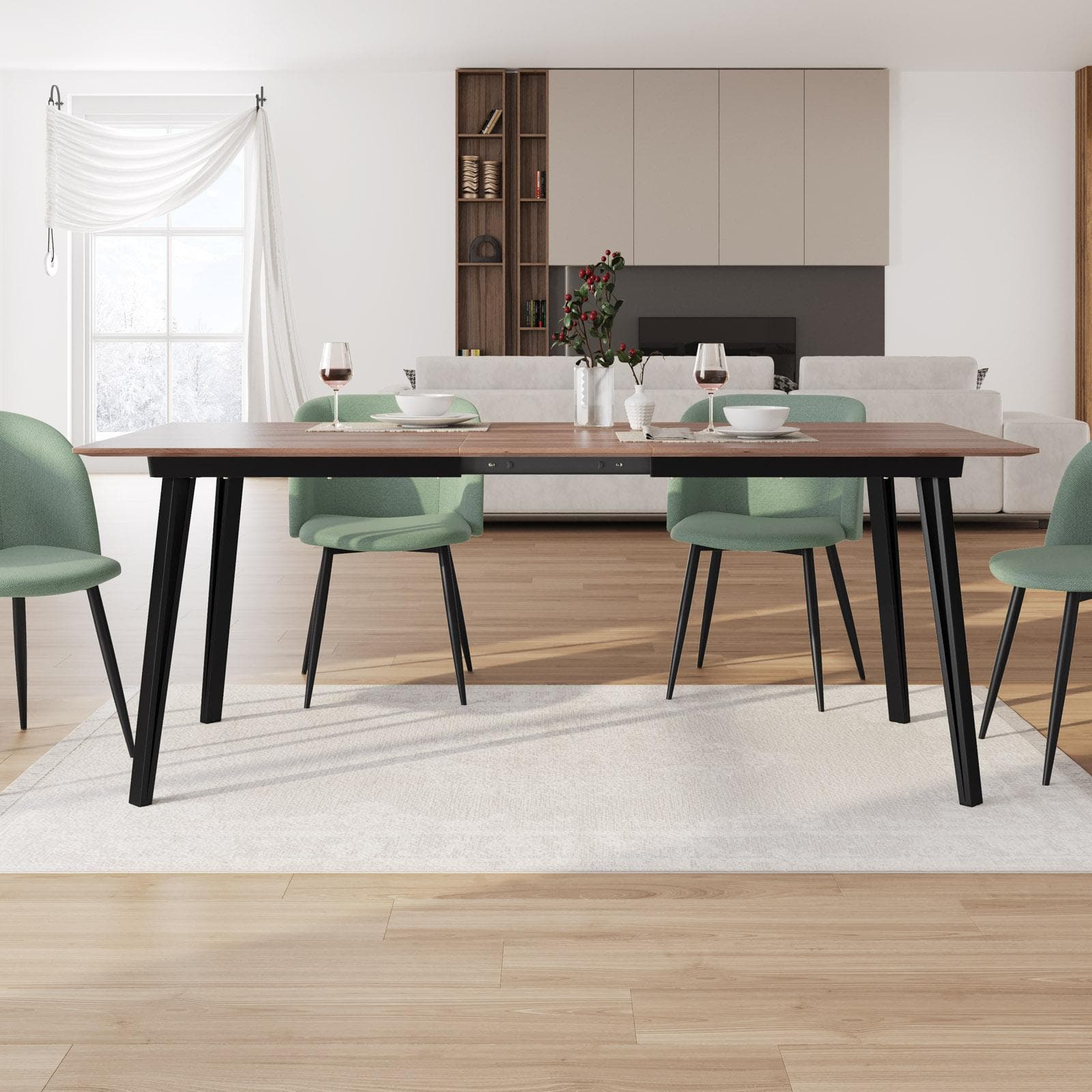 Tavolo allungabile 160-200x90 cm in effetto rovere quercia e gambe in metallo nero - Manty