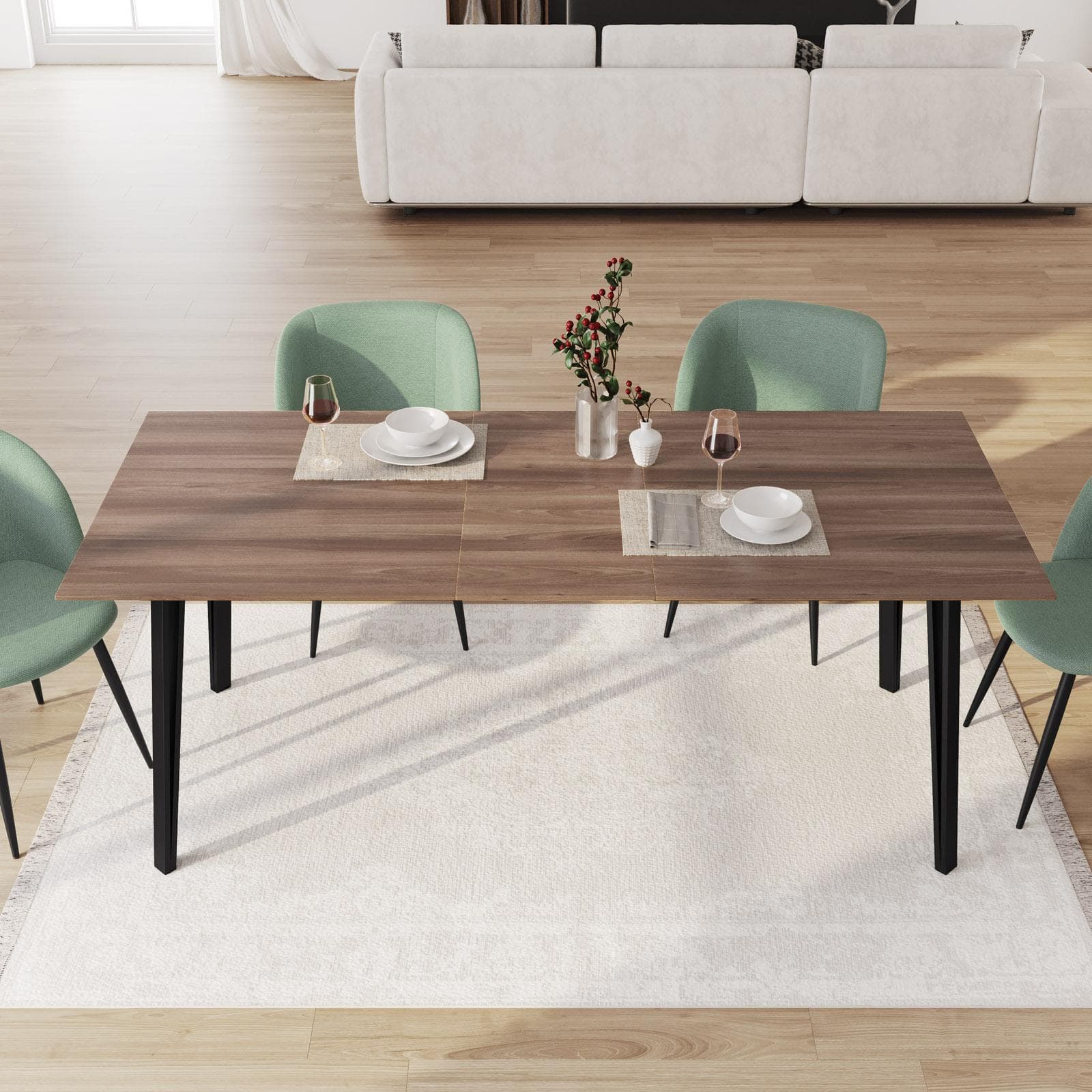 Tavolo allungabile 160-200x90 cm in effetto rovere quercia e gambe in metallo nero - Manty