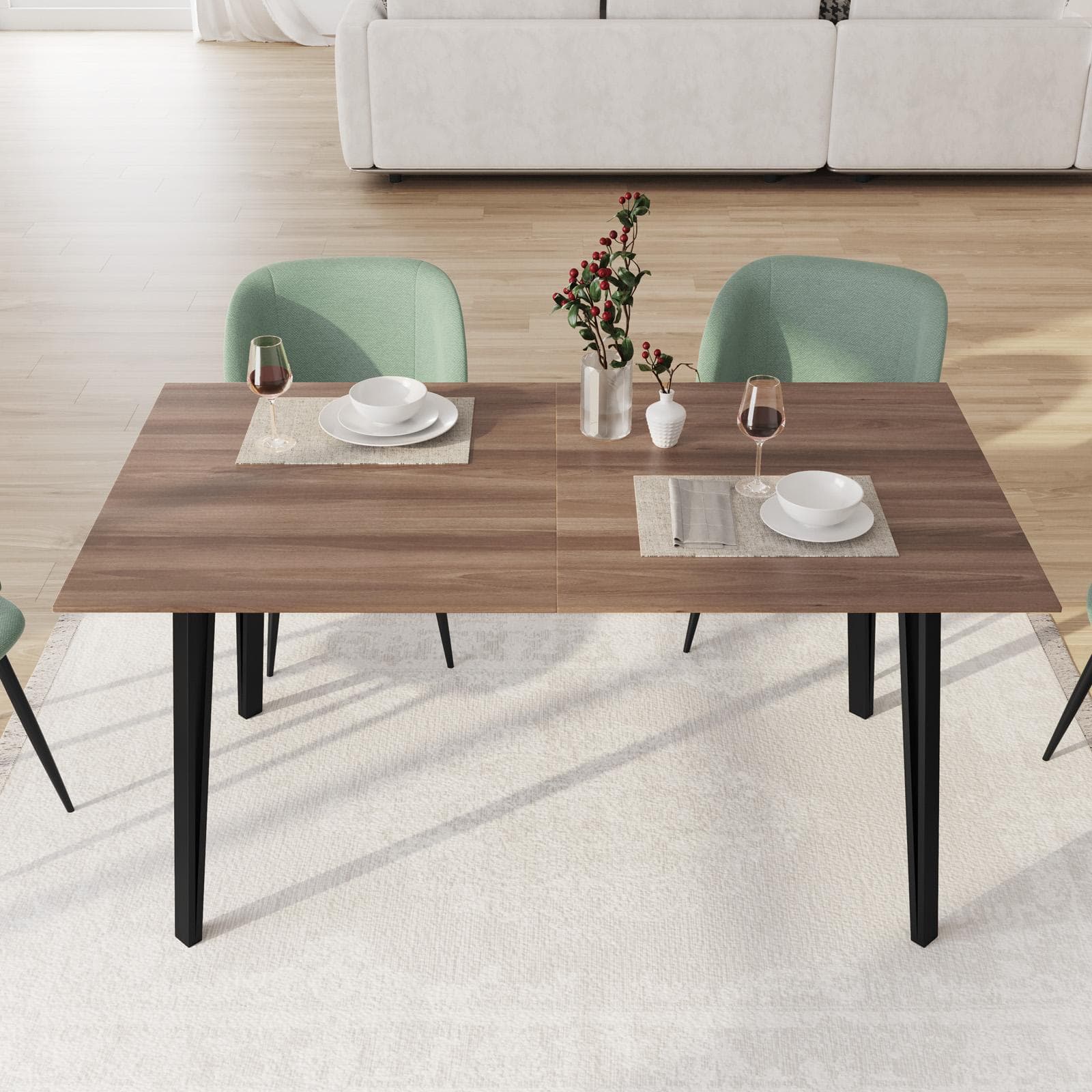 Tavolo allungabile 160-200x90 cm in effetto rovere quercia e gambe in metallo nero - Manty