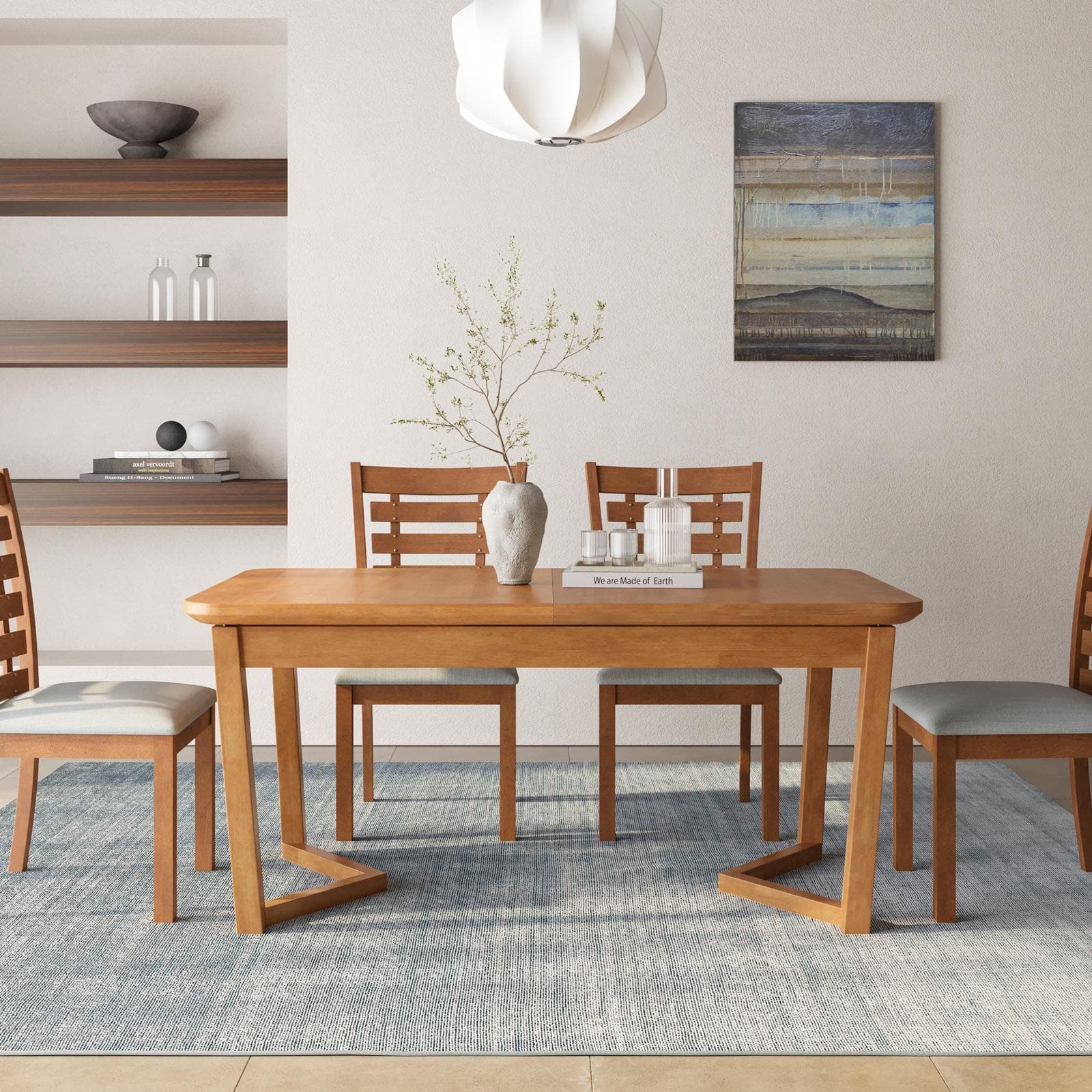 Tavolo allungabile 160-200x90 cm in legno con finitura teak - Alover