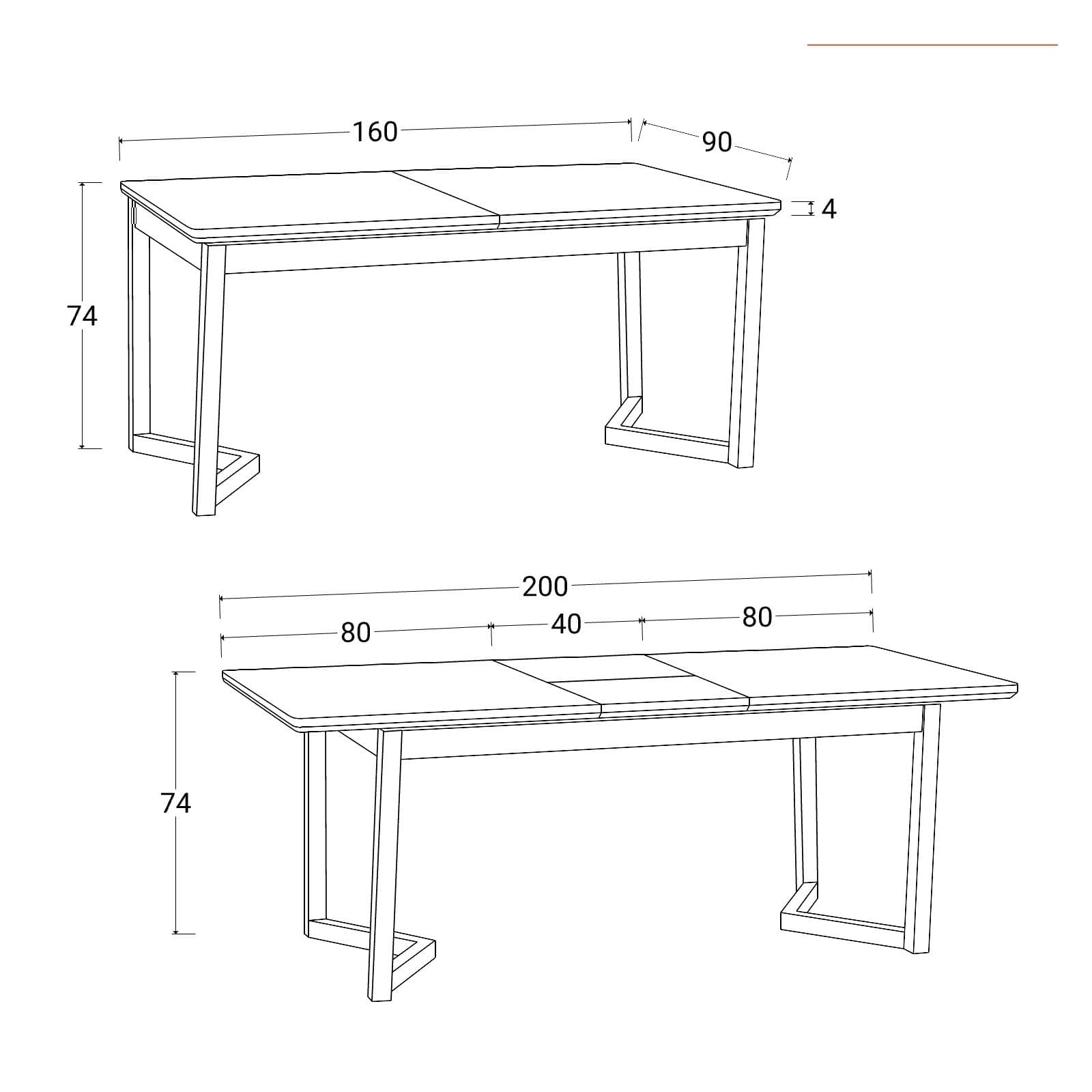 Tavolo allungabile 160-200x90 cm in legno con finitura teak - Alover