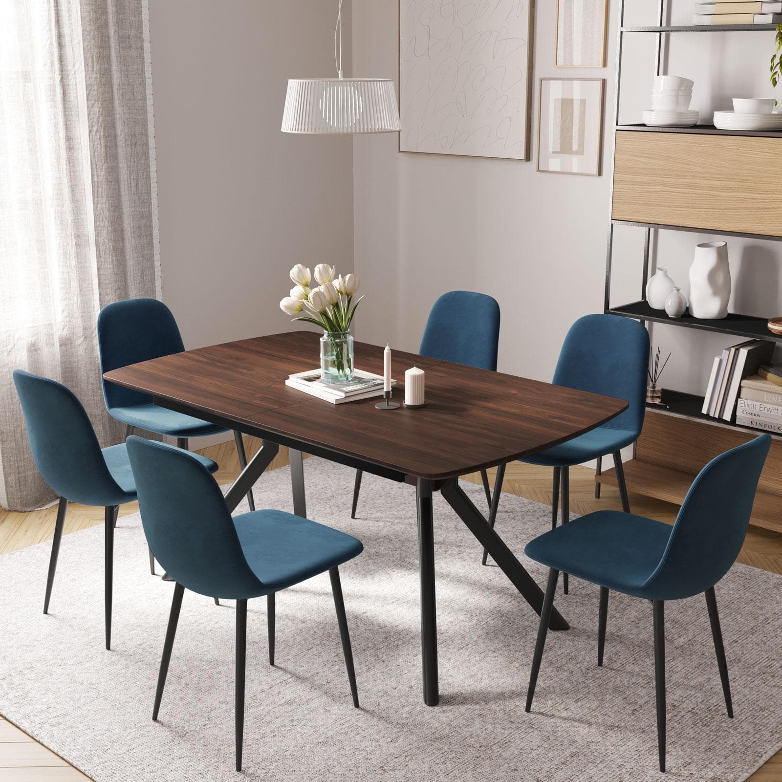 Tavolo allungabile 160-200x95 cm con top rovere aurora e gambe in metallo nero - Vortice