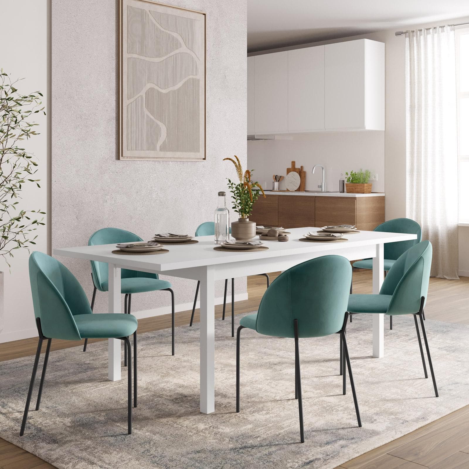 Tavolo allungabile 160-215x90 cm in legno bianco - Salem