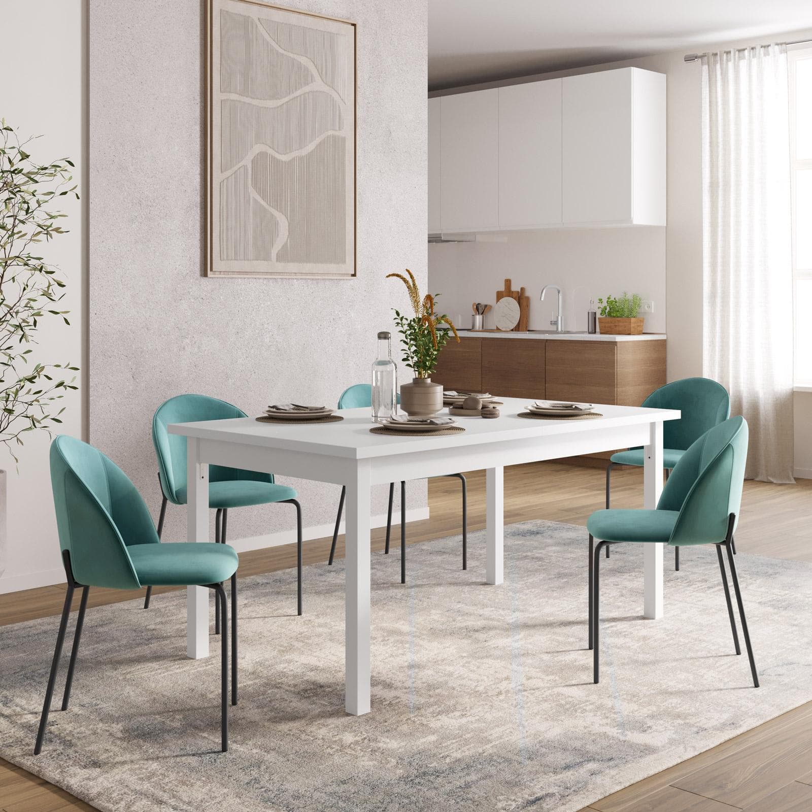 Tavolo allungabile 160-215x90 cm in legno bianco - Salem