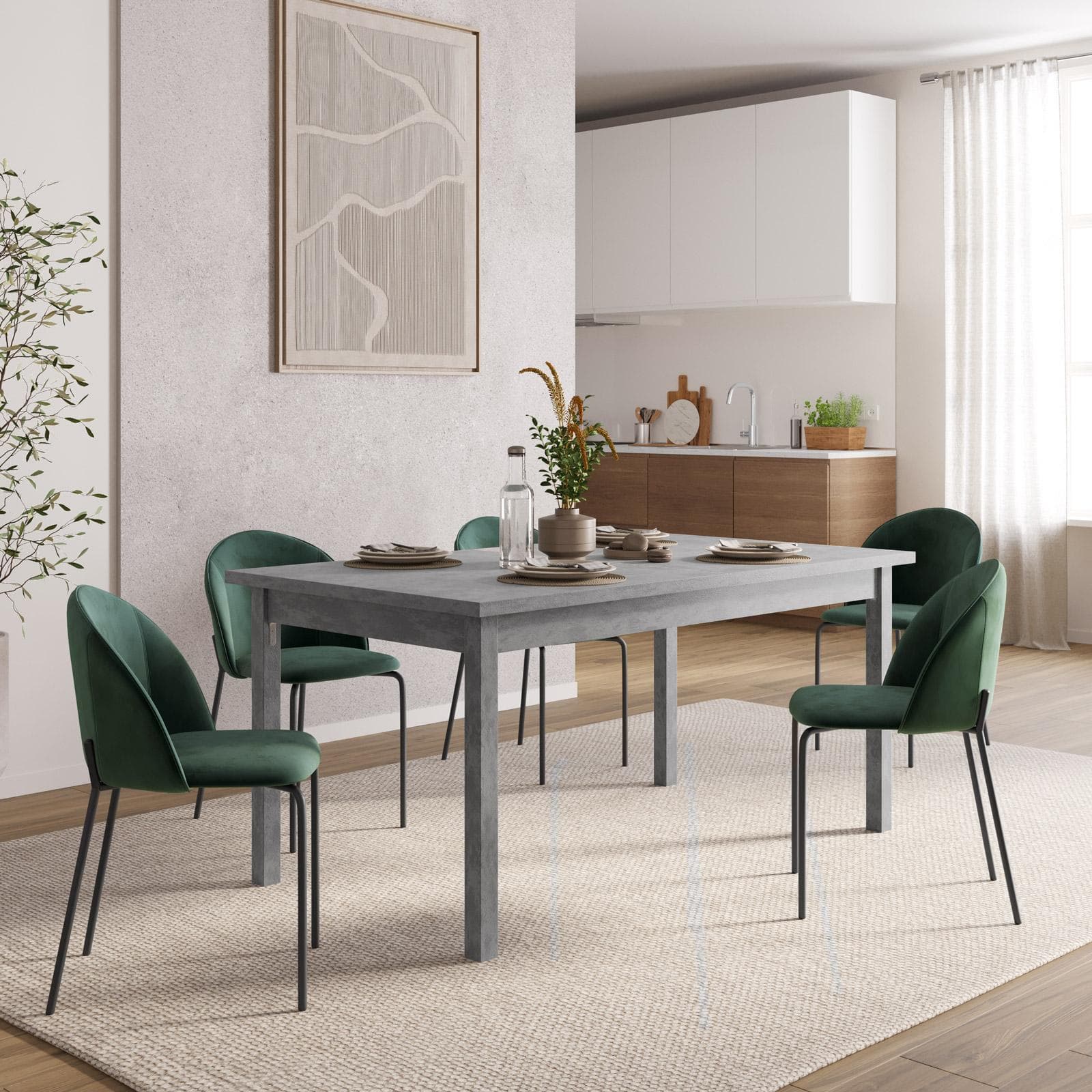 Tavolo allungabile 160-215x90 cm in legno cemento - Salem