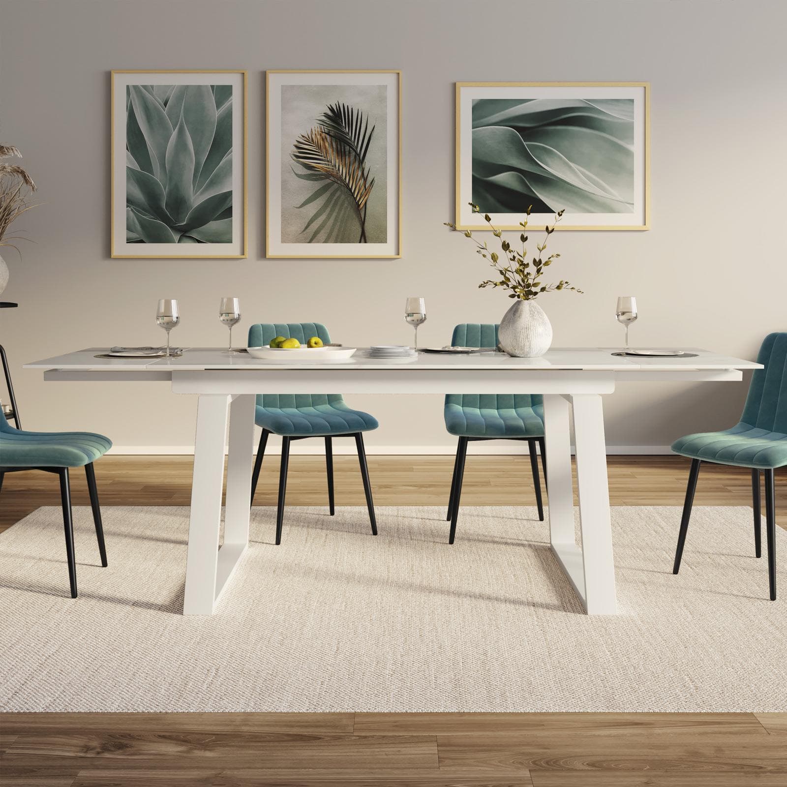 Tavolo allungabile 160-240x90 cm in ceramica bianco - Nassau