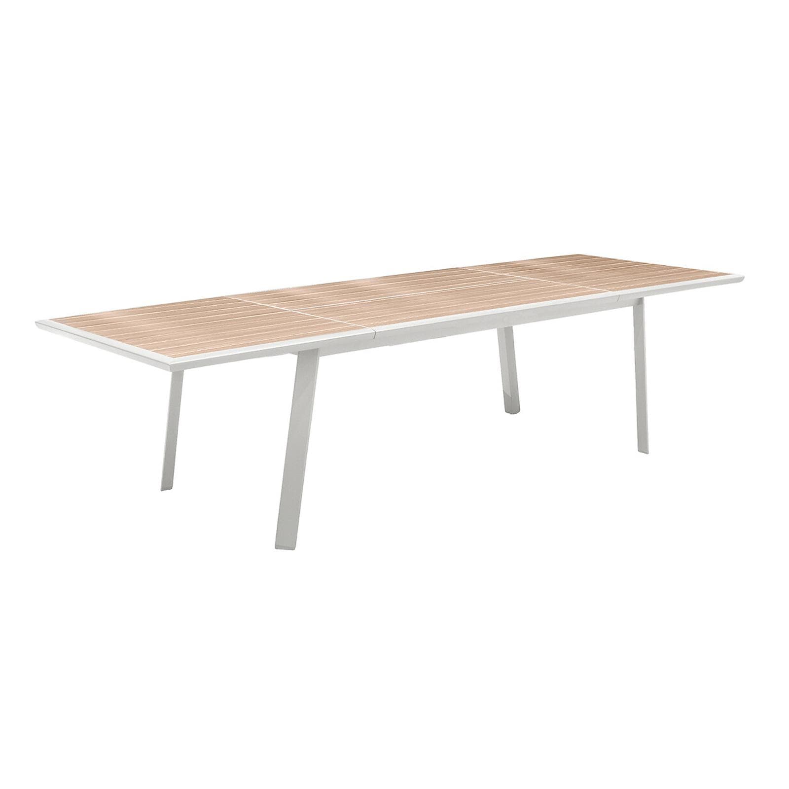 Tavolo allungabile 220/314x100 cm in alluminio bianco con top effetto legno - Coby