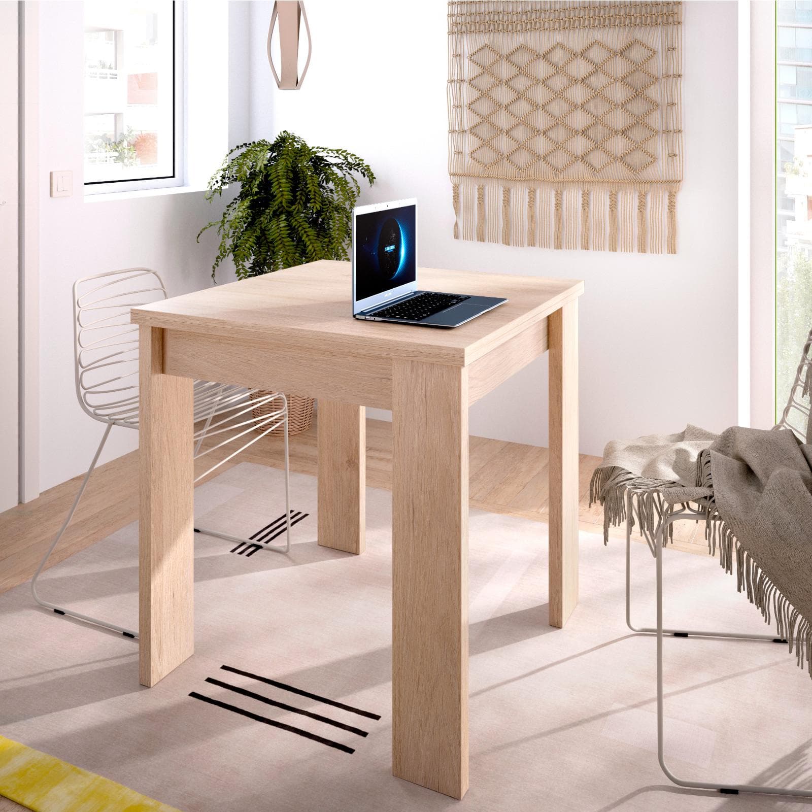 Tavolo allungabile 67-134x67 cm in legno naturale - Kabi