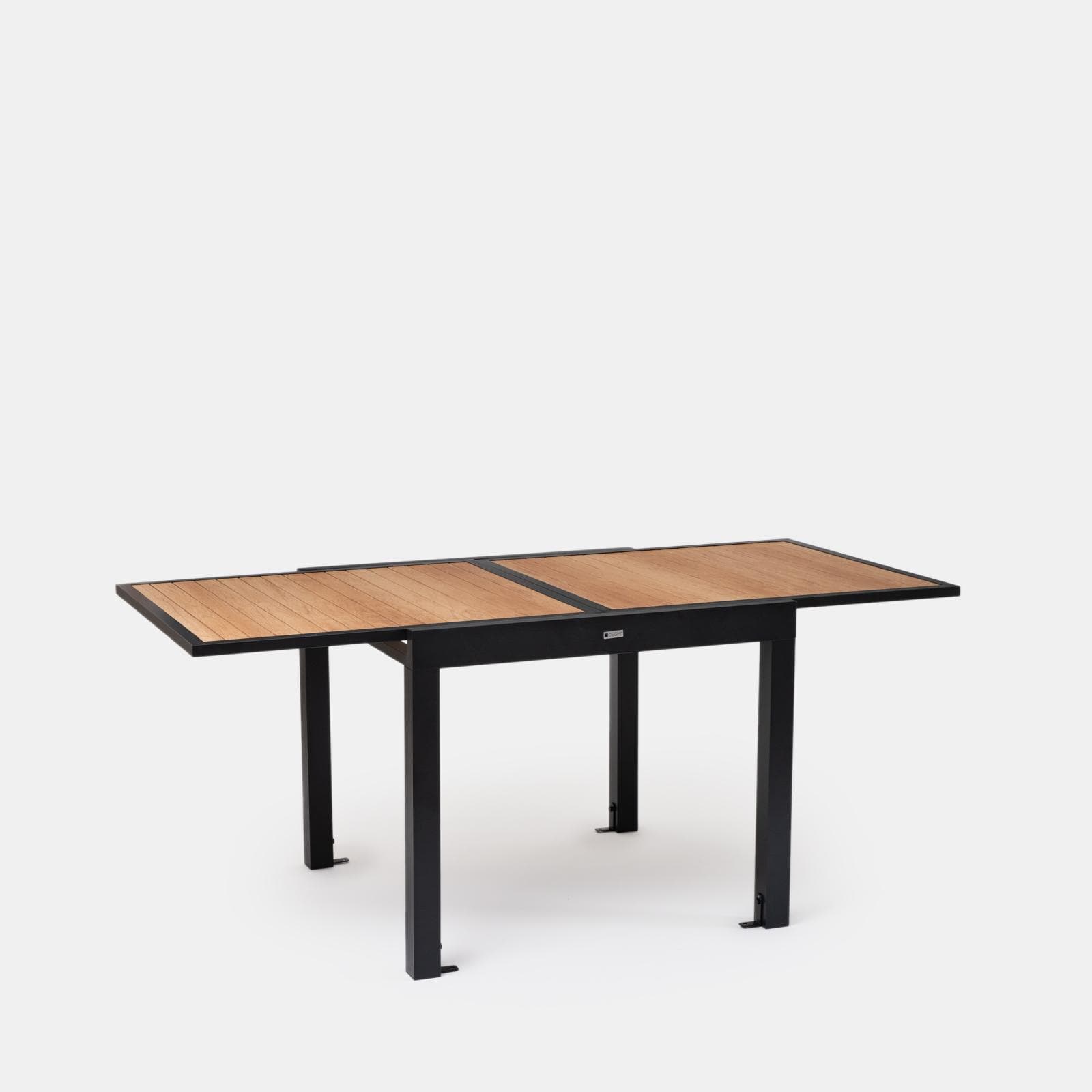 Tavolo allungabile 90/180x90 cm in alluminio antracite con top effetto legno miele - Carioca Wood