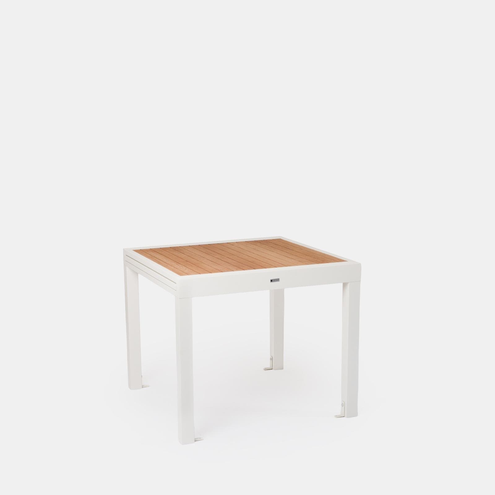 Tavolo allungabile 90/180x90 cm in alluminio bianco con top effetto legno miele - Carioca Wood