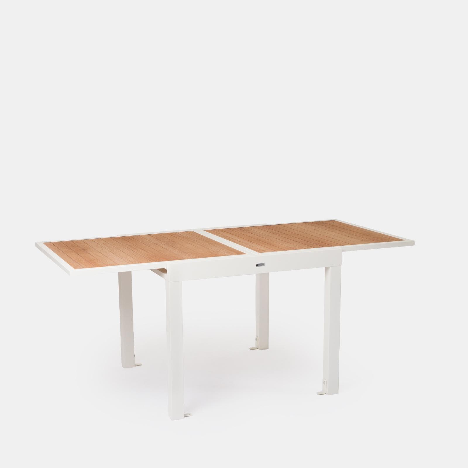 Tavolo allungabile 90/180x90 cm in alluminio bianco con top effetto legno miele - Carioca Wood