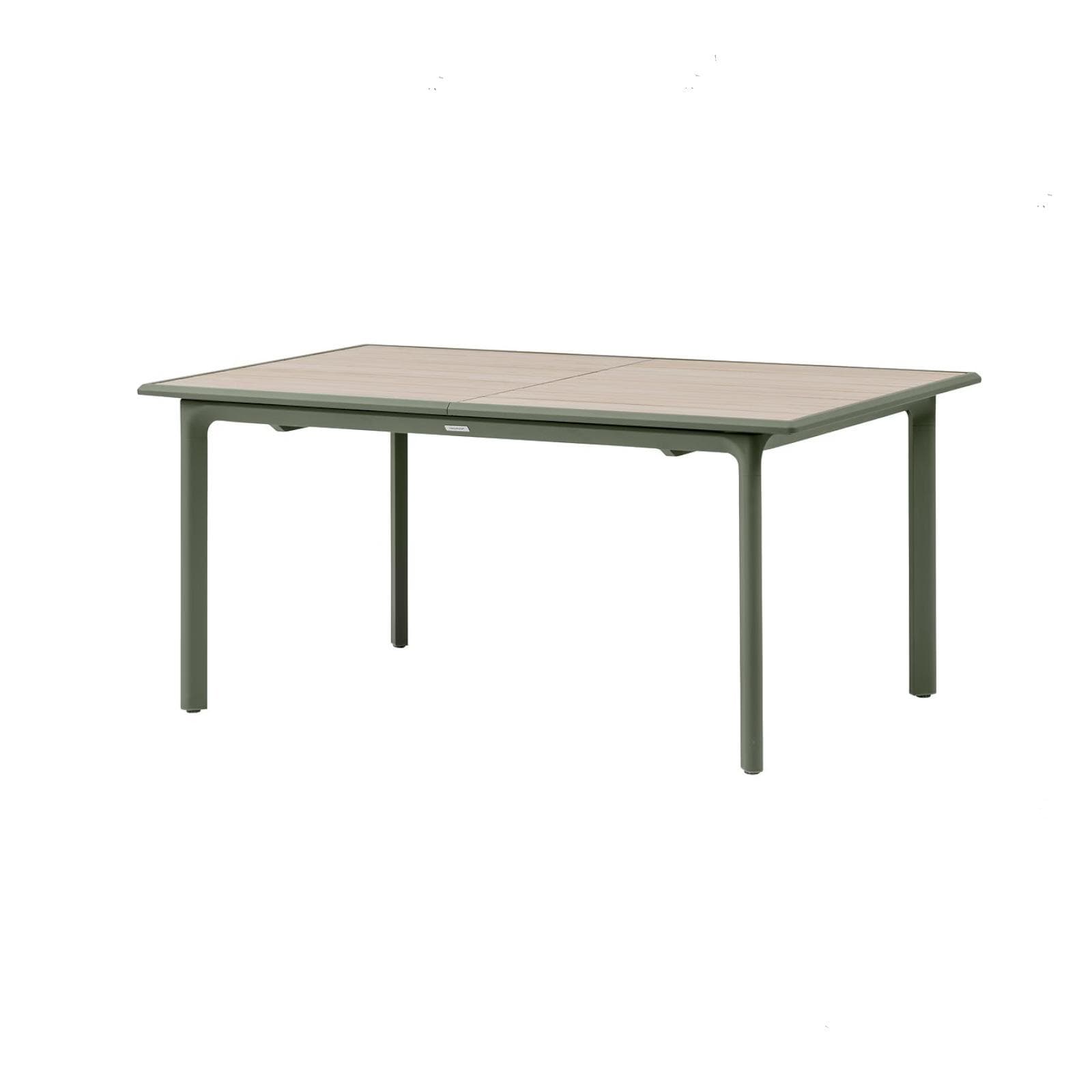 Tavolo allungabile da esterno 170/265x100 cm in alluminio verde alloro con top effetto legno - Dylann