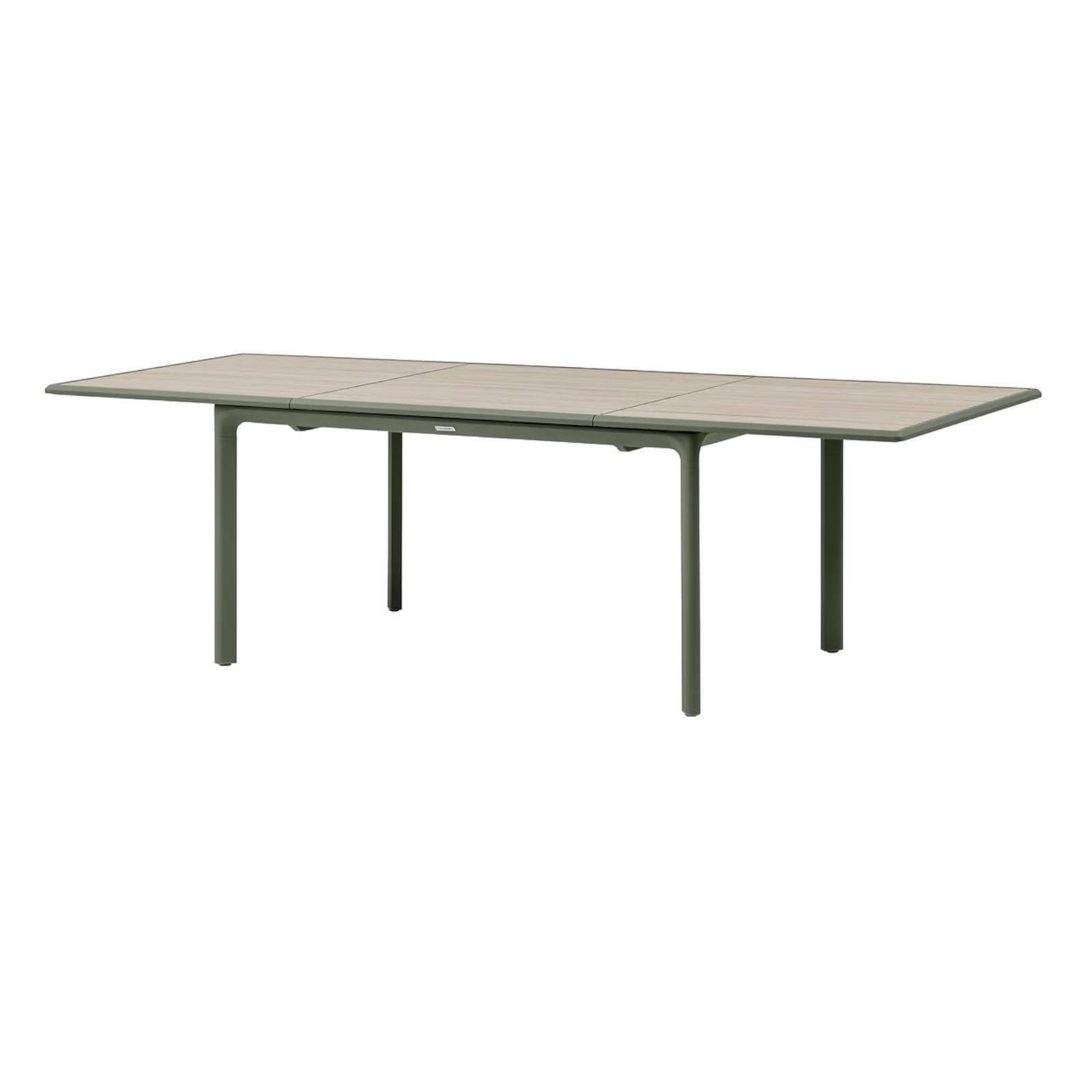 Tavolo allungabile da esterno 170/265x100 cm in alluminio verde alloro con top effetto legno - Dylann