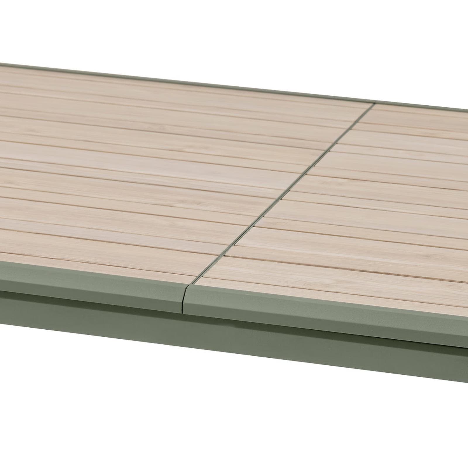 Tavolo allungabile da esterno 170/265x100 cm in alluminio verde alloro con top effetto legno - Dylann