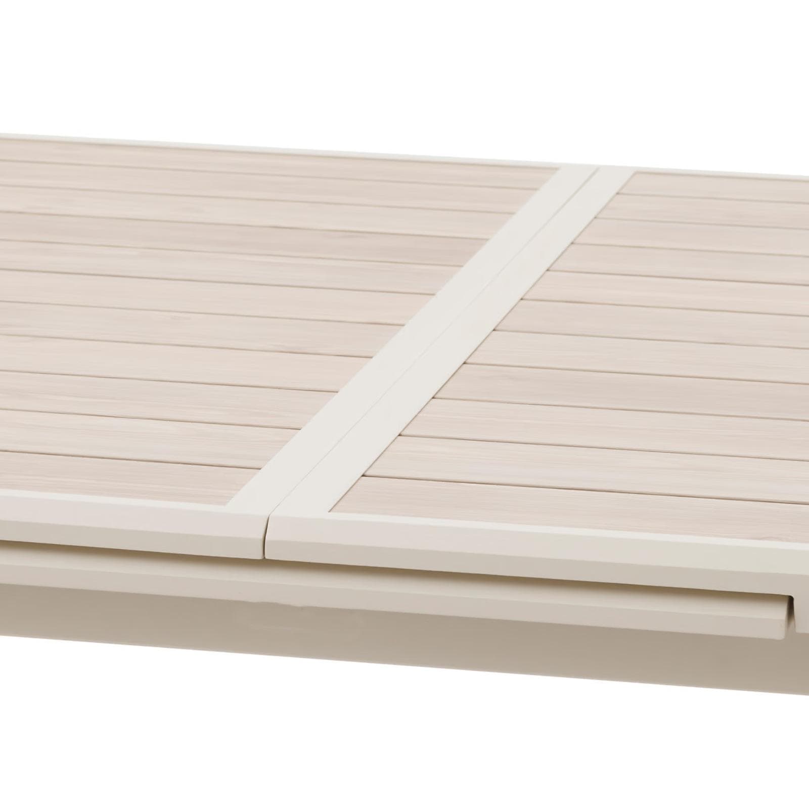 Tavolo allungabile da esterno 220/280x113 cm in alluminio beige con top a doghe effetto legno - Jalime