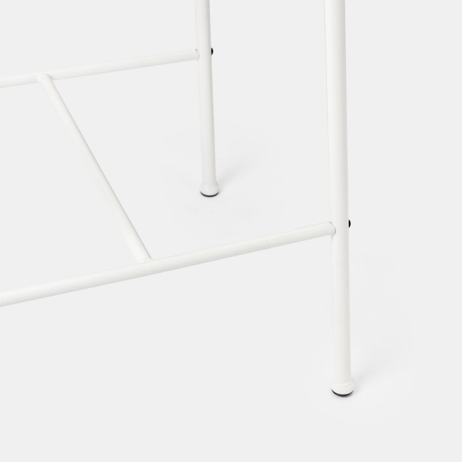 Tavolo alto da esterno rotondo 70 cm in acciaio bianco polyrattan naturale e top in vetro - Griel