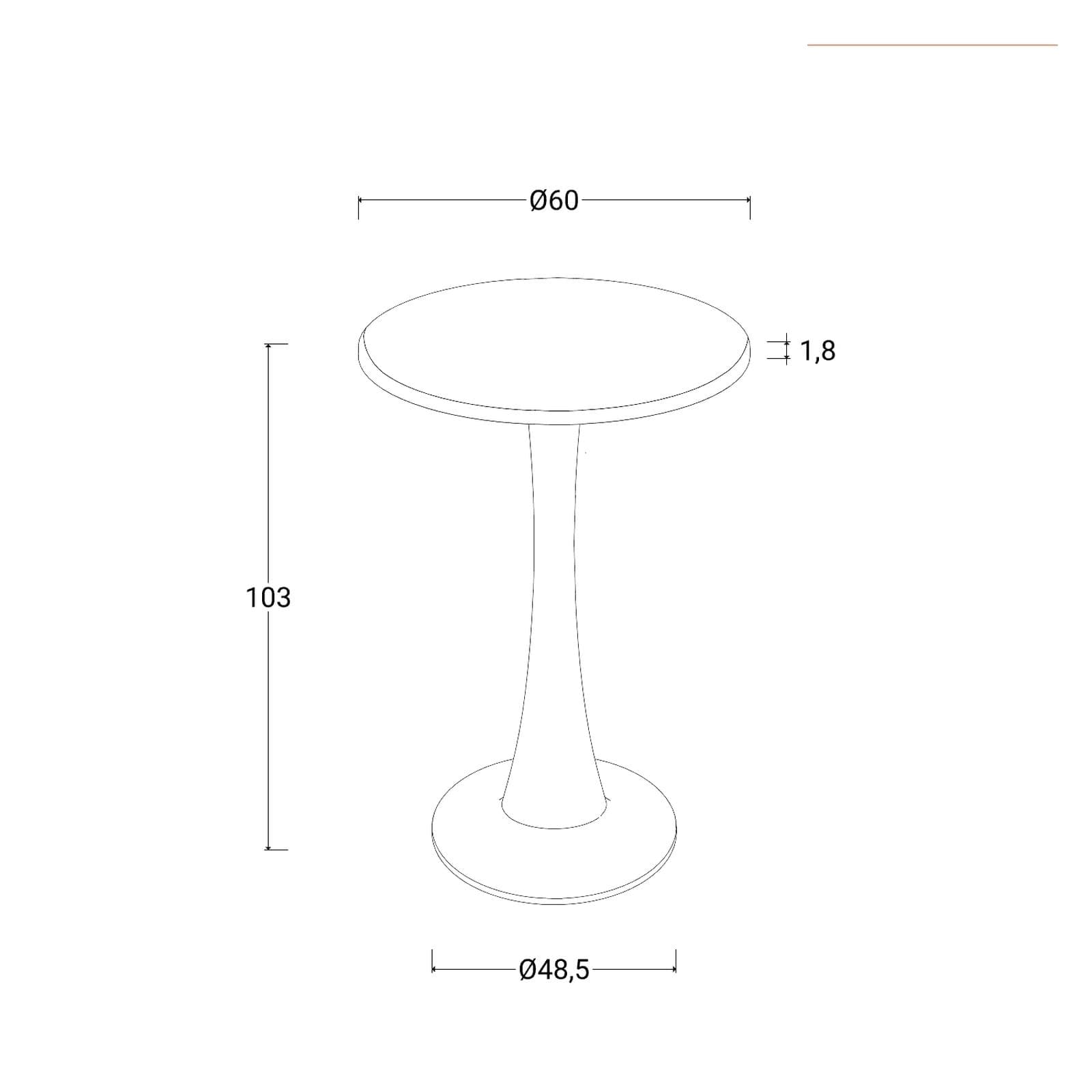 Tavolo alto rotondo 60 cm con top noce e struttura nera - Tulipano Plus
